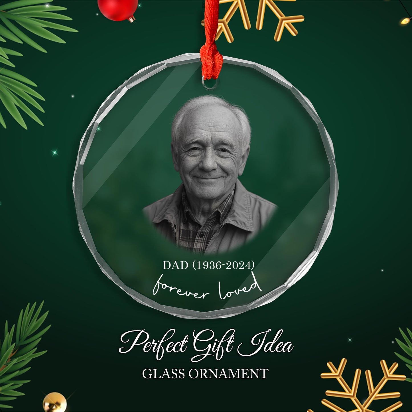 Personalized Memorial Crystal Glass Ornament