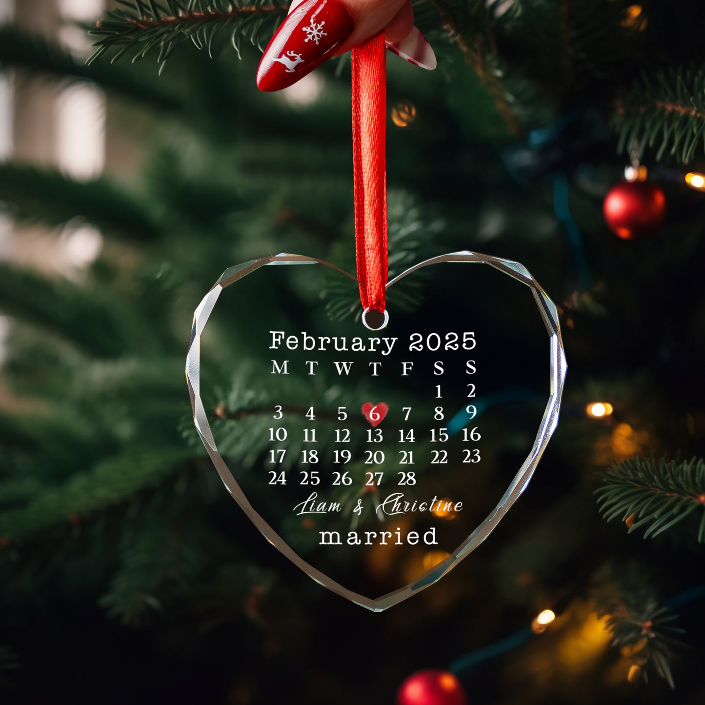 Married Ornament, Wedding Date Ornament, Crystal Ornaments