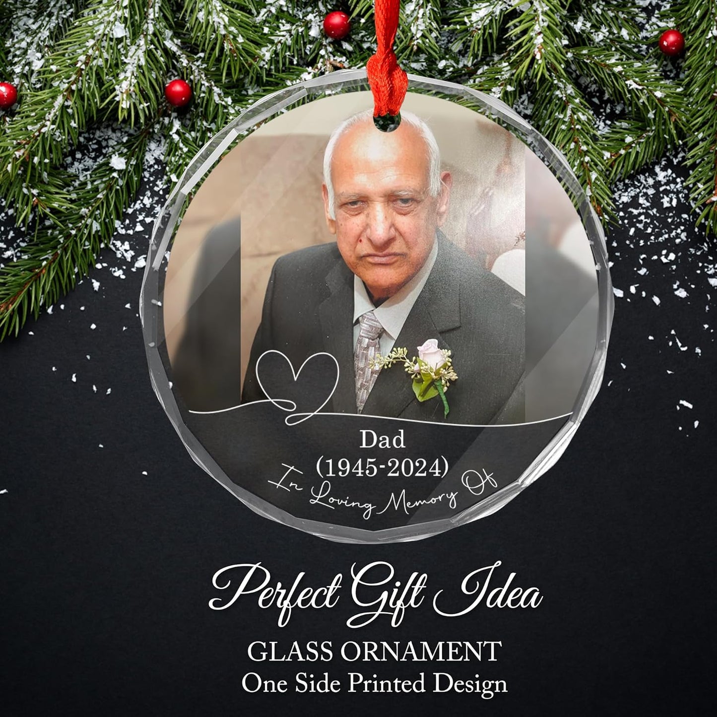 Personalized Memorial Ornaments Glass Ornament, Crystal Ornament Photo