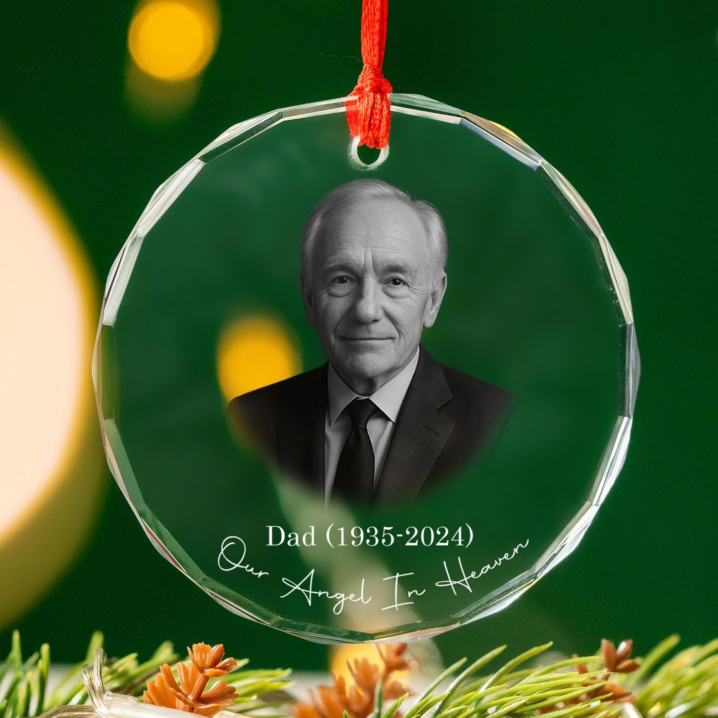 Personalized Memorial Crystal Glass Ornament