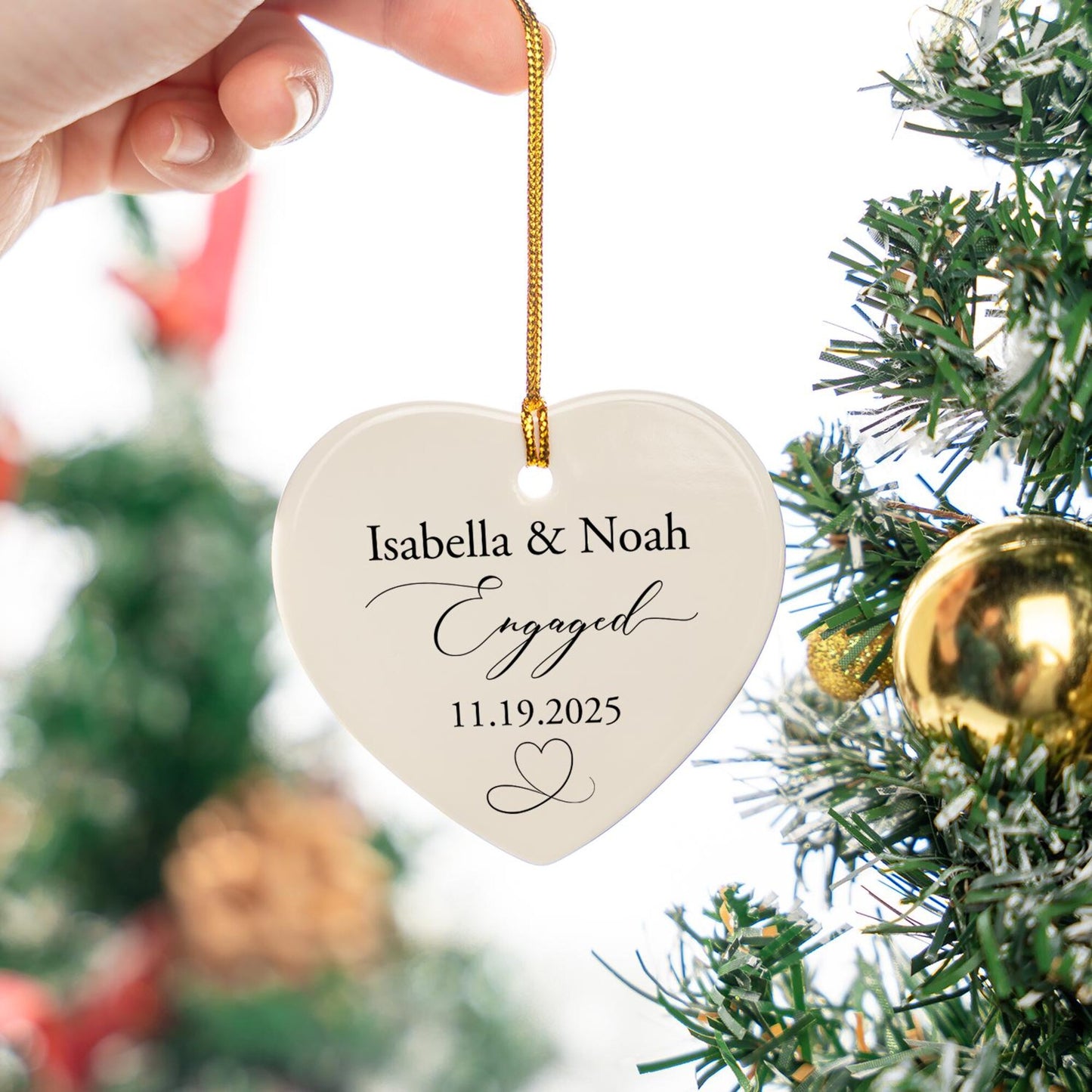 Engaged Ornament, Personalized Wedding ornament