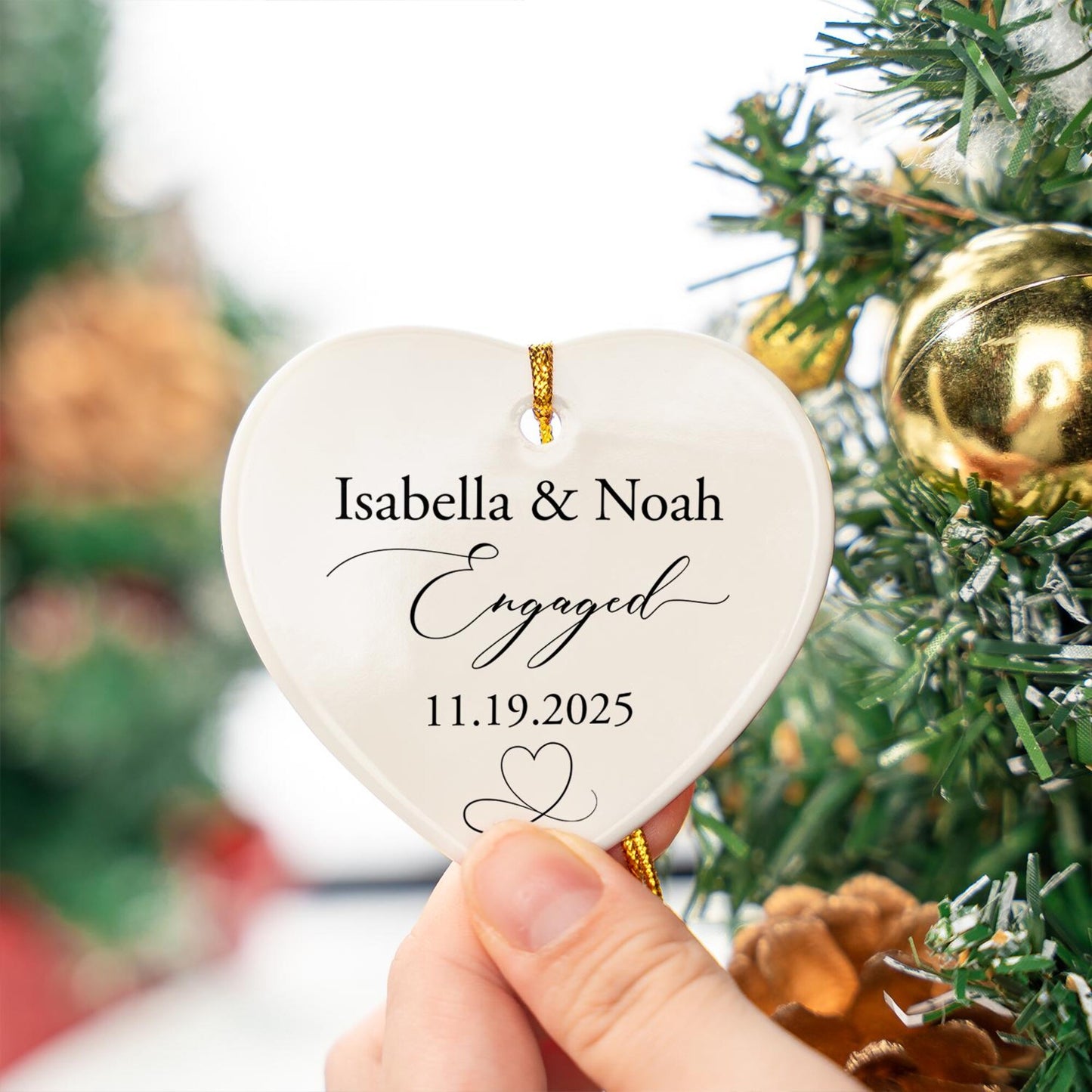 Engaged Ornament, Personalized Wedding ornament