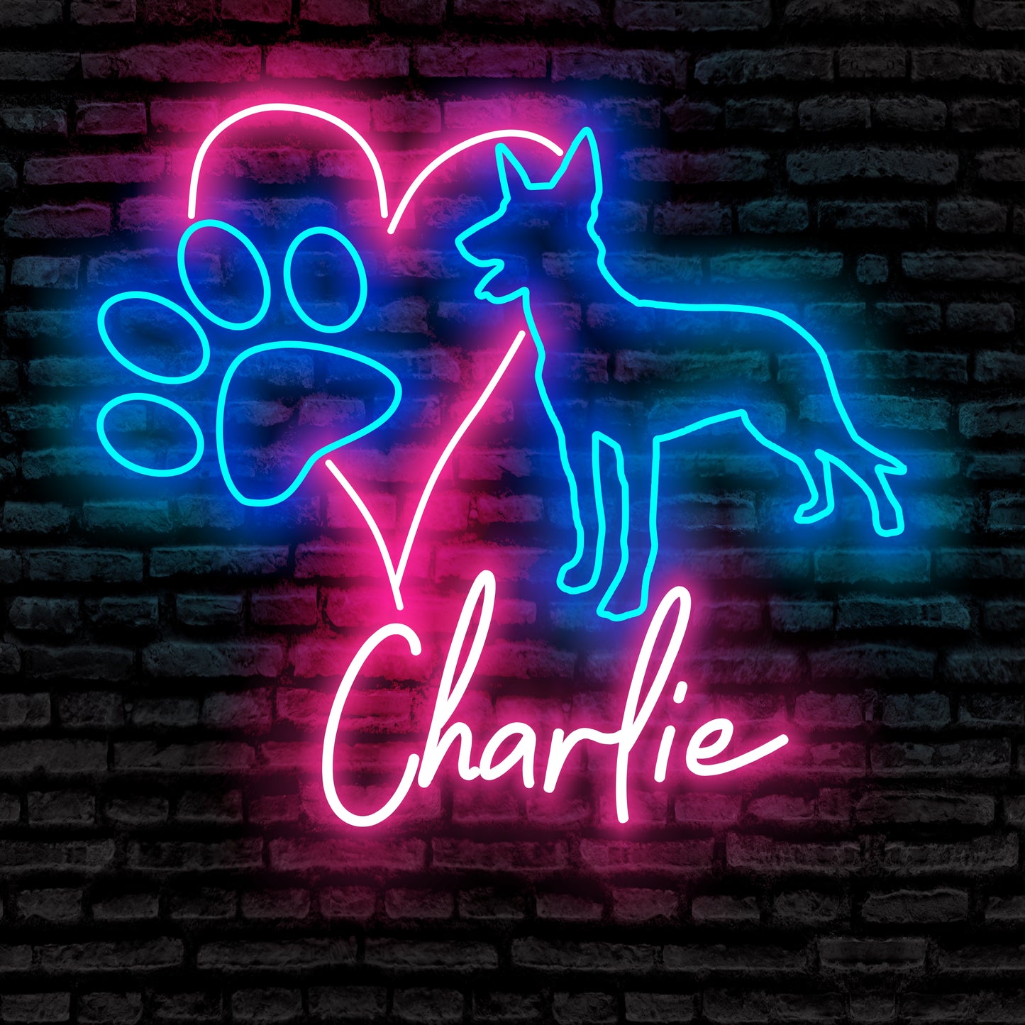Belgian Malinois Dog Neon Sign - Personalized Name Dog Neon - Custom Neon Sign