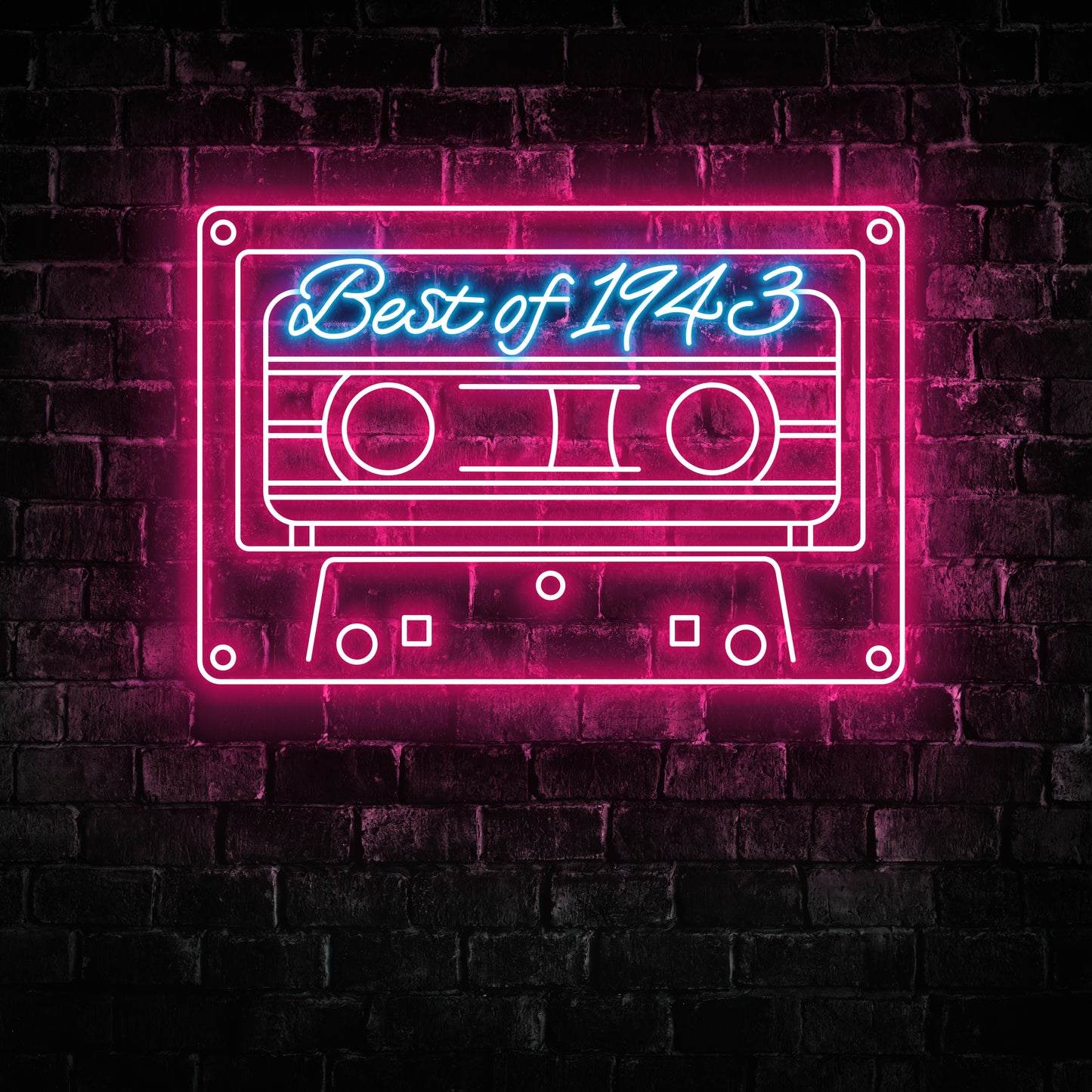 Cassette Birthday 1943, 1953, 1963, 1973, 1983, 1993 Neon Signs - LED Wall Art for Bedroom Décor