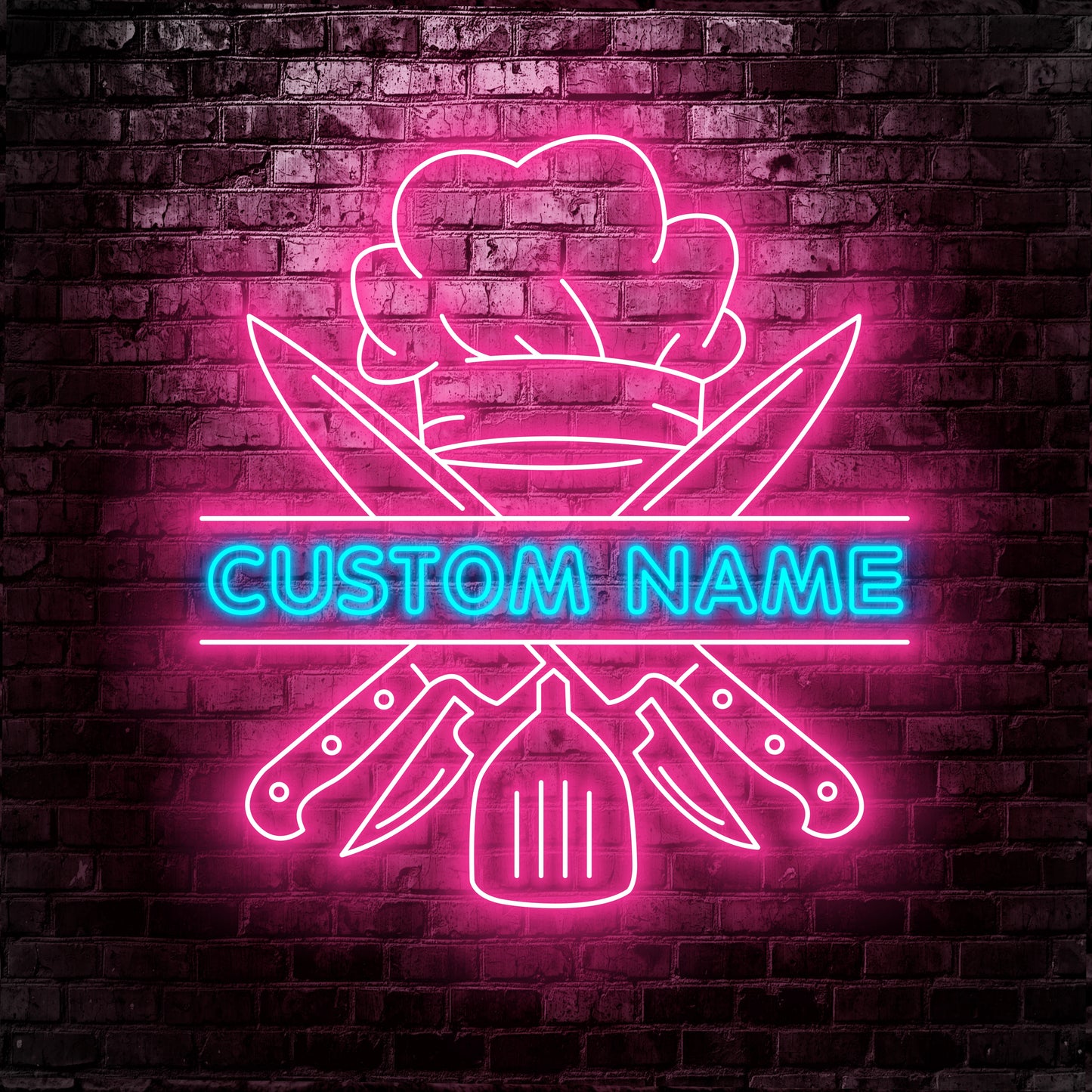 Chef Led Neon Sign - Custom Name Chef Led Neon Sign - Gift Idea for Chef Lovers