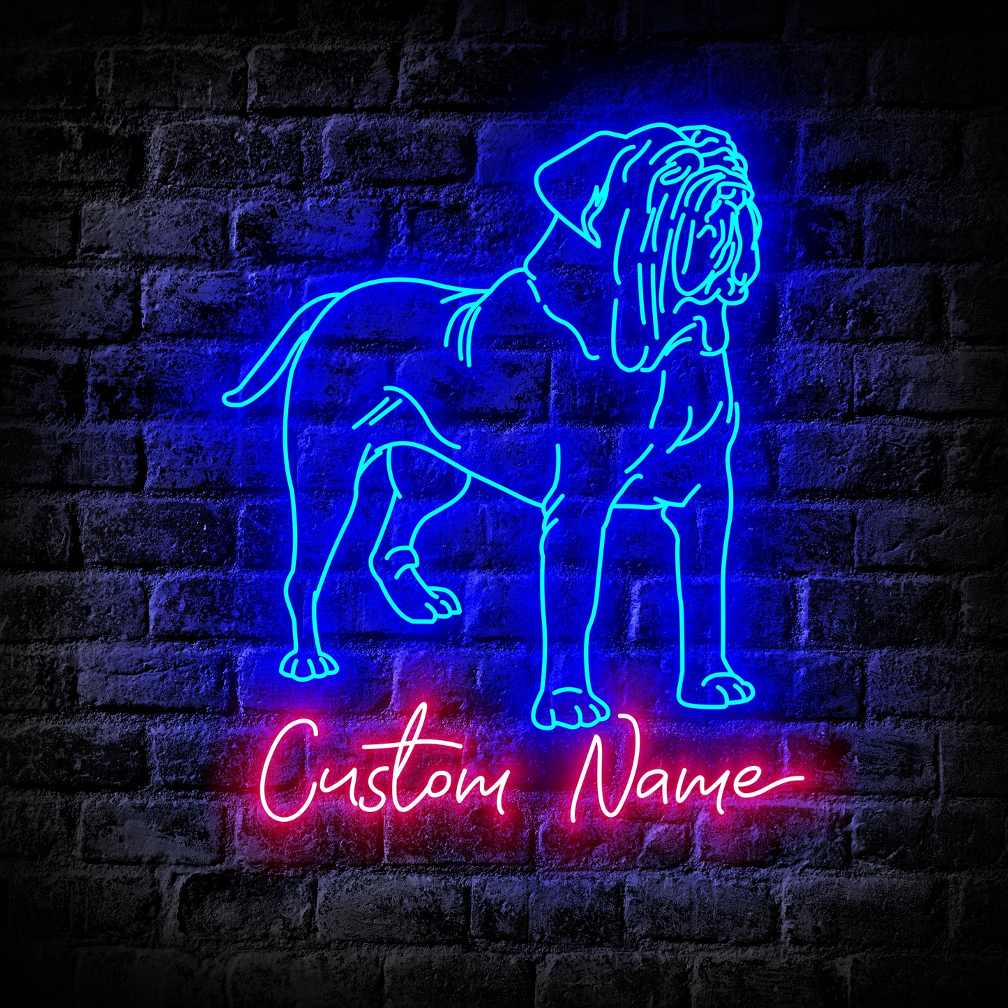 Neapolitan Mastiff Dog Neon Sign - Personalized Name Neapolitan Mastiff Dog Neon Sign - Dog Lover Gifts
