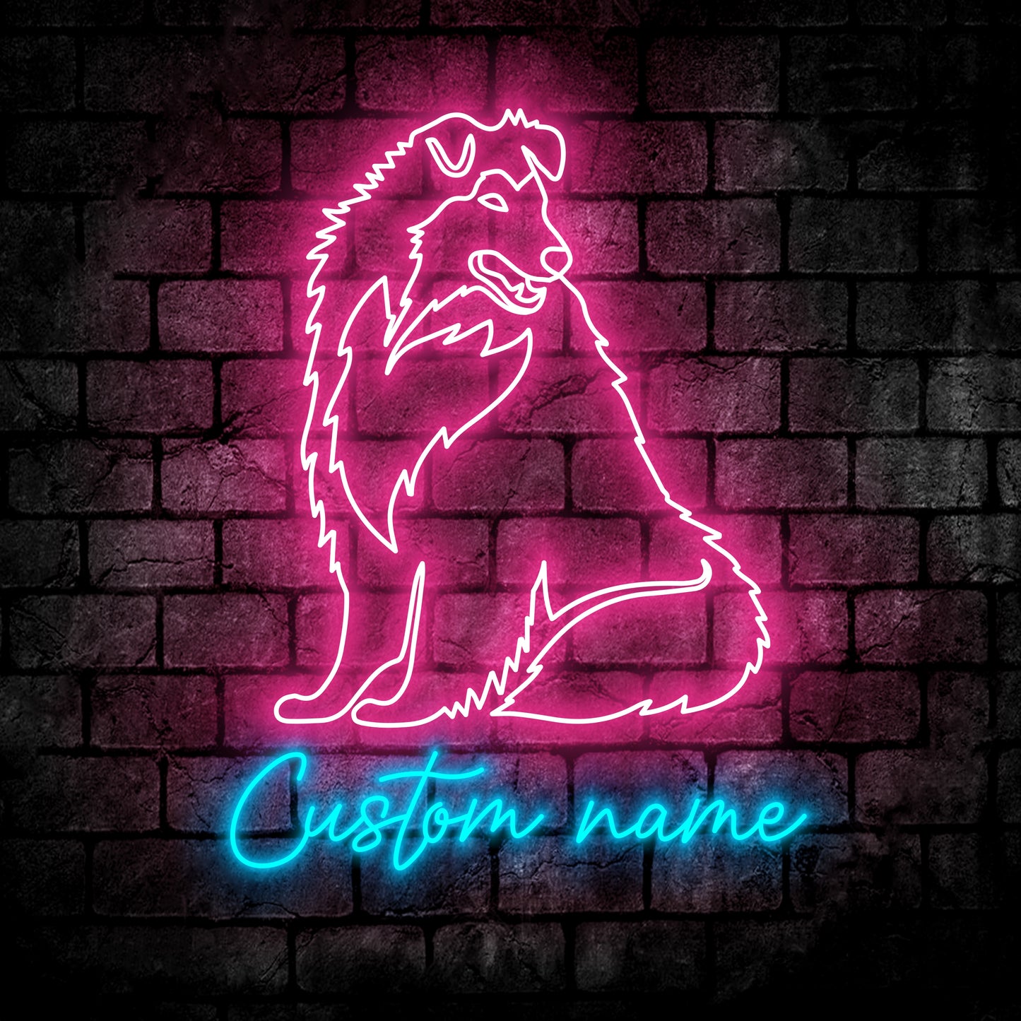 Rough Collie Dog Neon Sign - Personalized Name Rough Collie Dog Neon Sign - Dog Lover Gifts