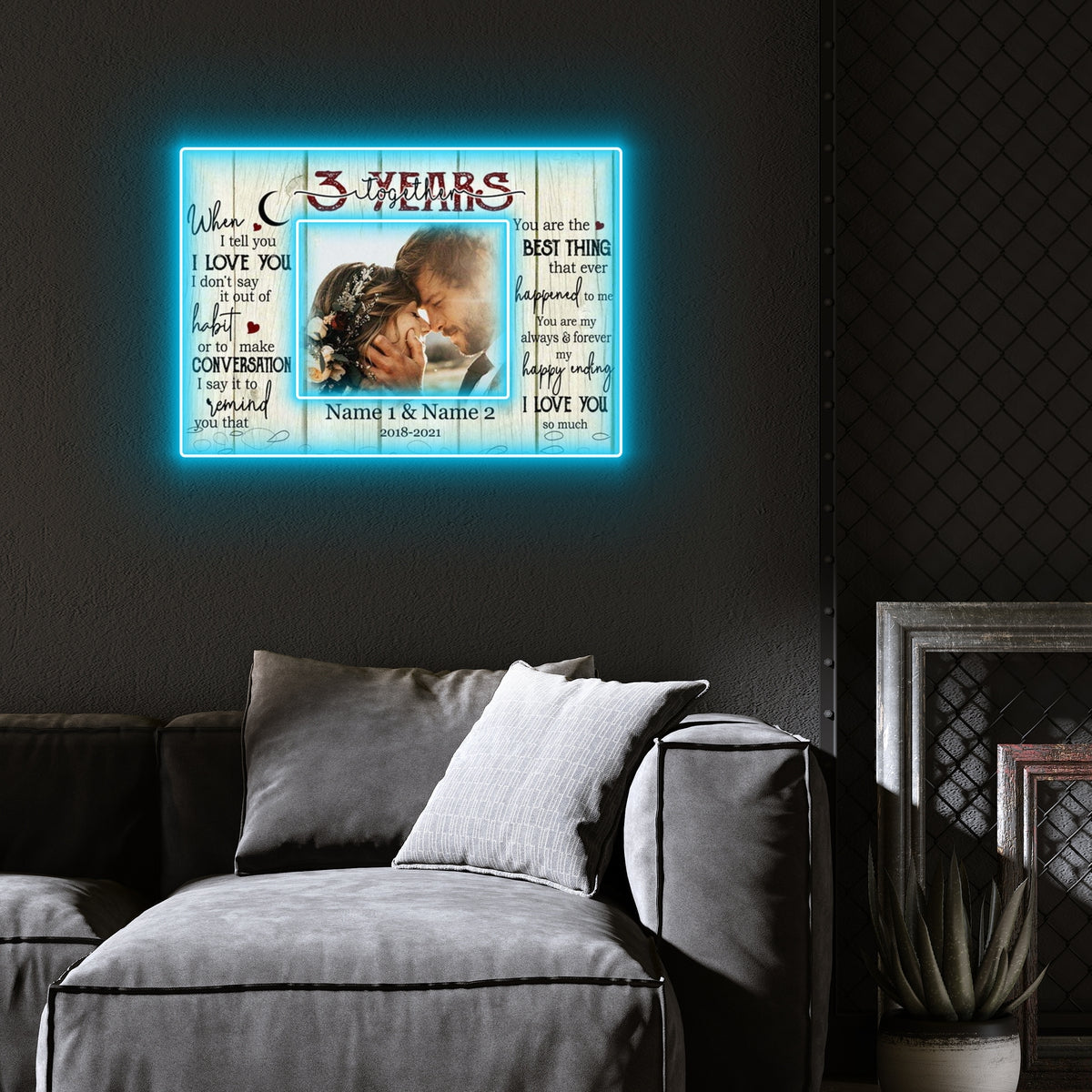 3rd Anniversary Couple When I Tell You I Love You Personalized Led Neon Signs Acrylic Artwork
