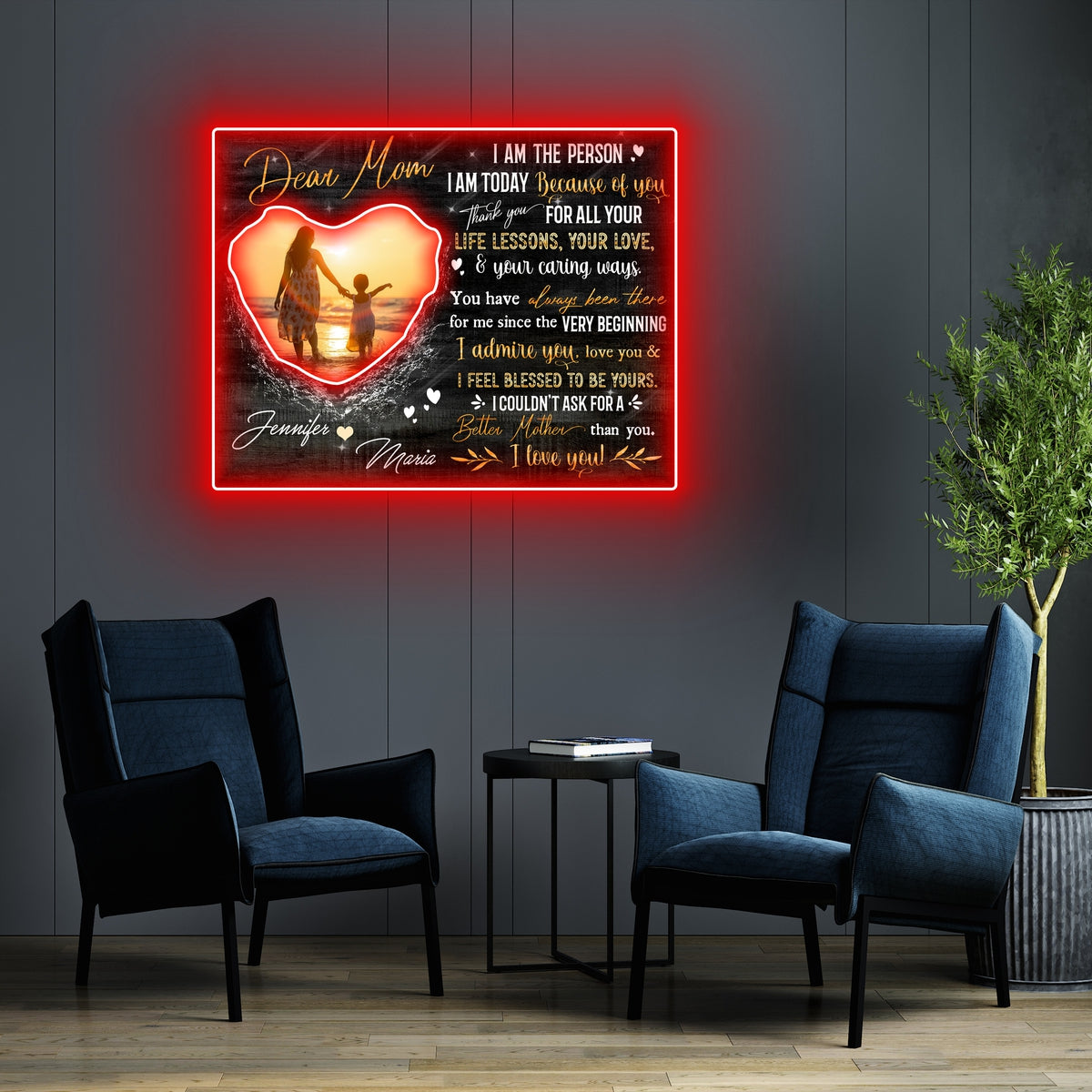 Couldnt Ask Better Mom Meaningful Led Neon Signs Acrylic Artwork Personalized Gift For Mom