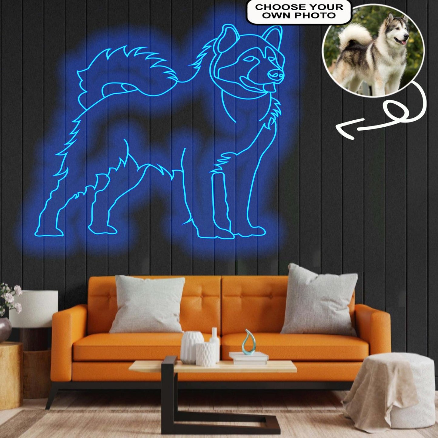 Custom Alaskan malamute Neon Sign with Your Dog's Photo - Personalized Pet Name Art - Unique Home Decor & Gift for Dog Lovers - Pet-Themed Lighting
