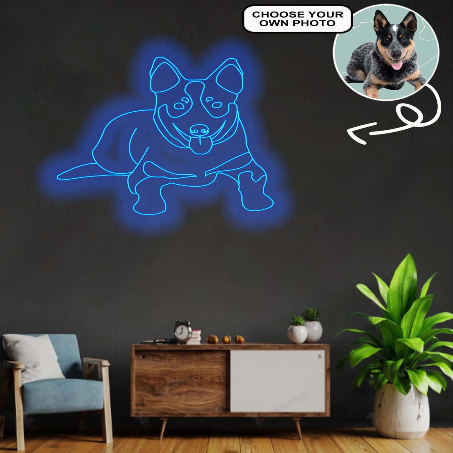 Custom Australian cattle dog Neon Sign with Your Dog's Photo - Personalized Pet Name Art - Unique Home Decor & Gift for Dog Lovers - Pet-Themed Lighting