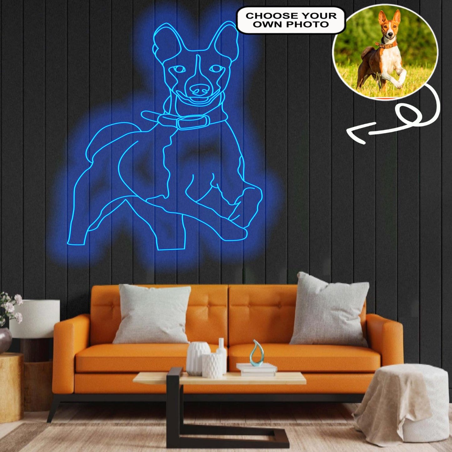 Custom Basenji Neon Sign with Your Dog's Photo - Personalized Pet Name Art - Unique Home Decor & Gift for Dog Lovers - Pet-Themed Lighting