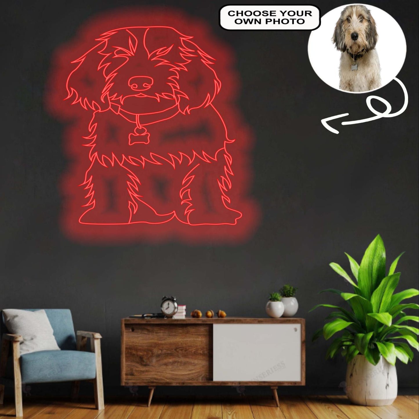 Custom Basset griffon vend‚en, petit Neon Sign with Your Dog's Photo - Personalized Pet Name Art - Unique Home Decor & Gift for Dog Lovers - Pet-Themed Lighting