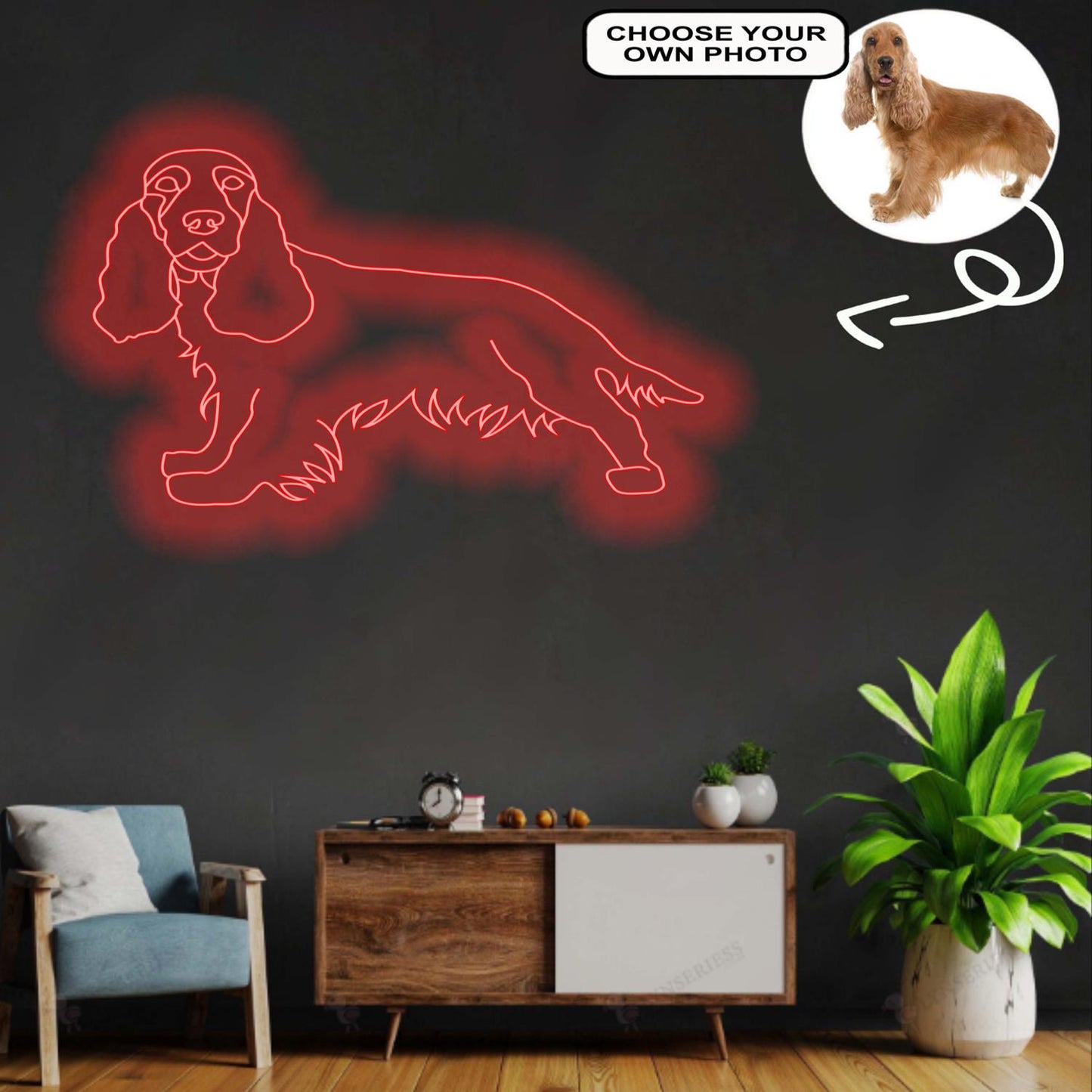 Custom Cocker Spaniel Neon Sign with Your Dog's Photo - Personalized Pet Name Art - Unique Home Decor & Gift for Dog Lovers - Pet-Themed Lighting