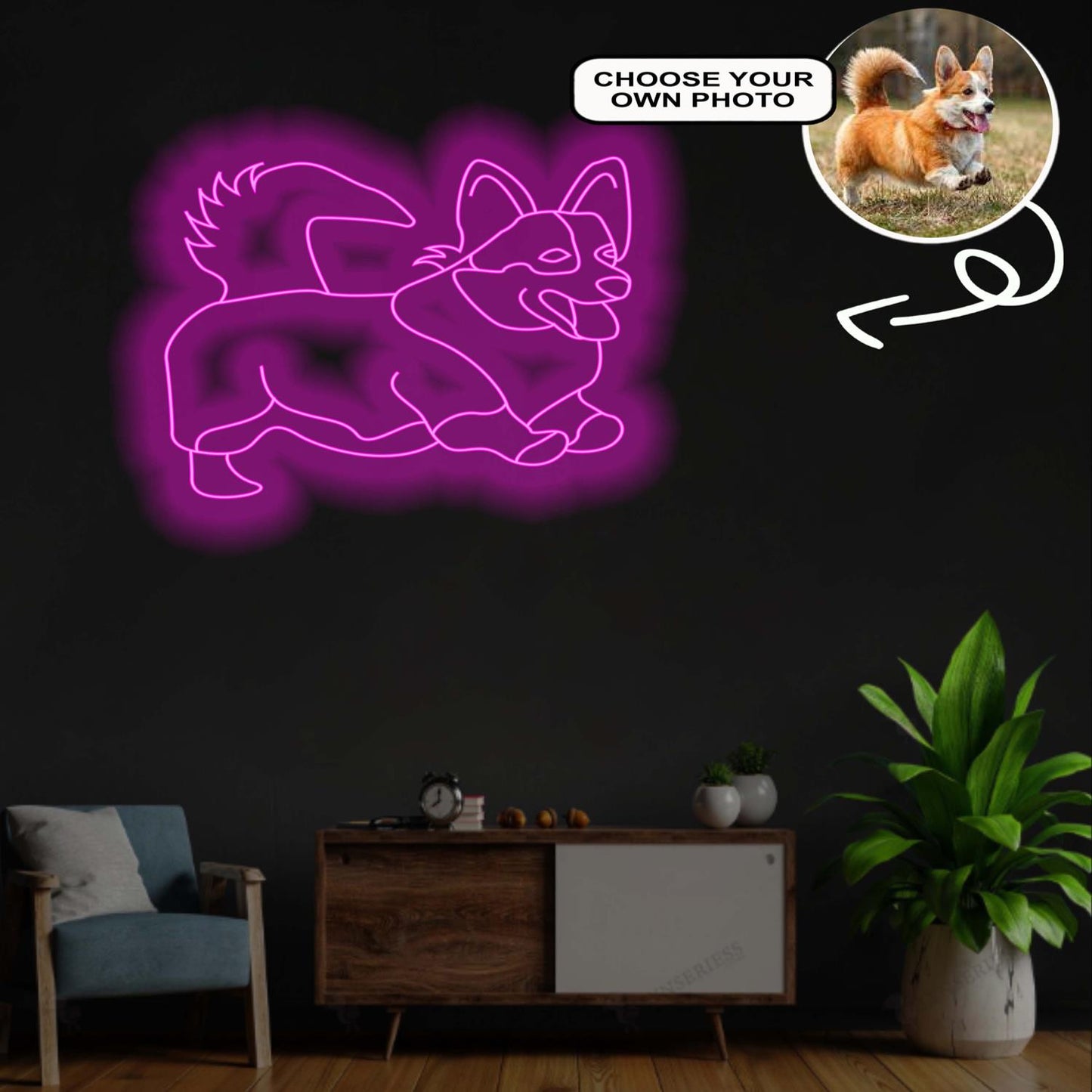 Custom Pembroke Welsh Corgi Neon Sign with Your Dog's Photo - Personalized Pet Name Art - Unique Home Decor & Gift for Dog Lovers - Pet-Themed Lighting