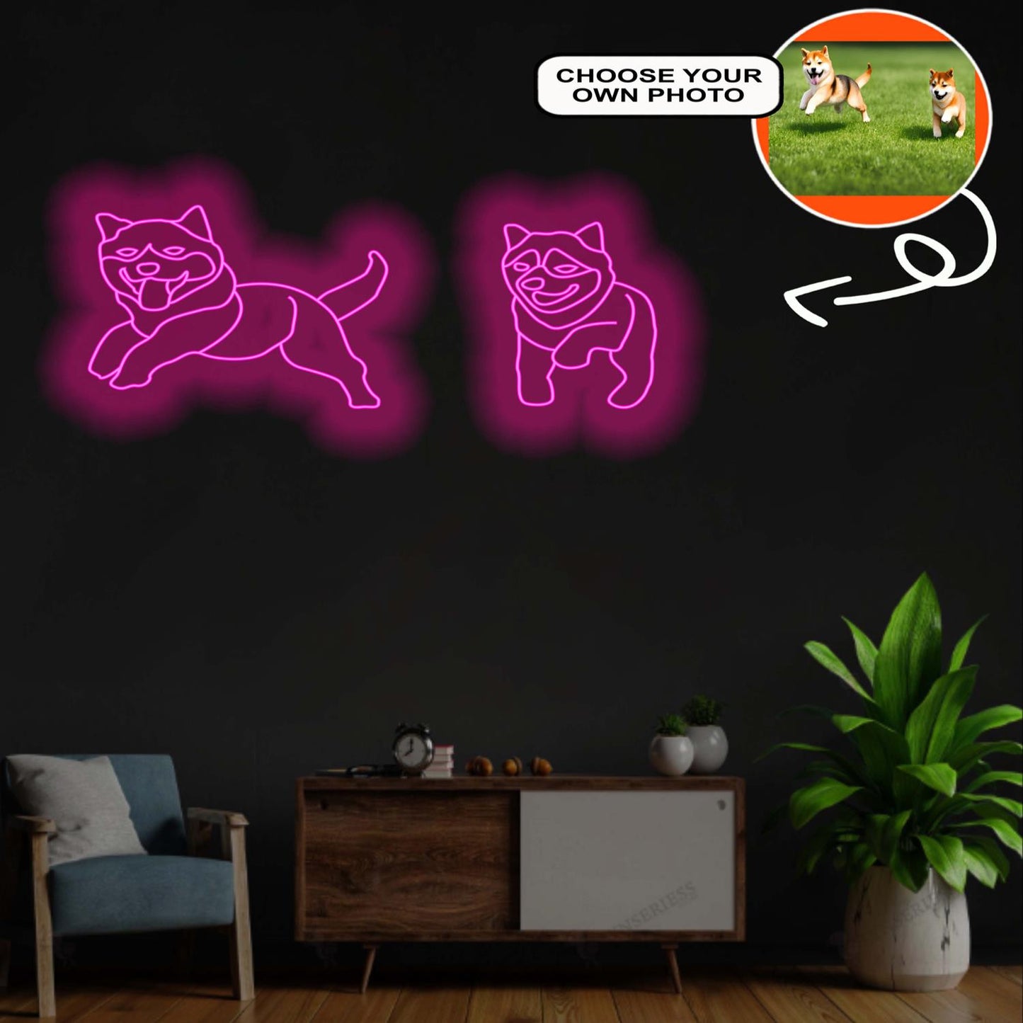 Custom Shiba inu Neon Sign with Your Dog's Photo - Personalized Pet Name Art - Unique Home Decor & Gift for Dog Lovers - Pet-Themed Lighting