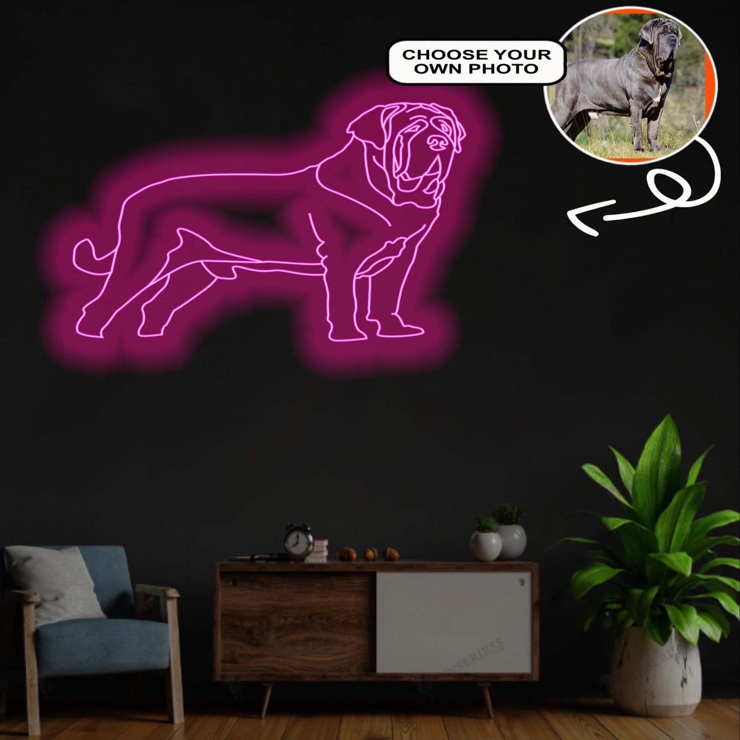 Custom Spanish mastiff Neon Sign with Your Dog's Photo - Personalized Pet Name Art - Unique Home Decor & Gift for Dog Lovers - Pet-Themed Lighting