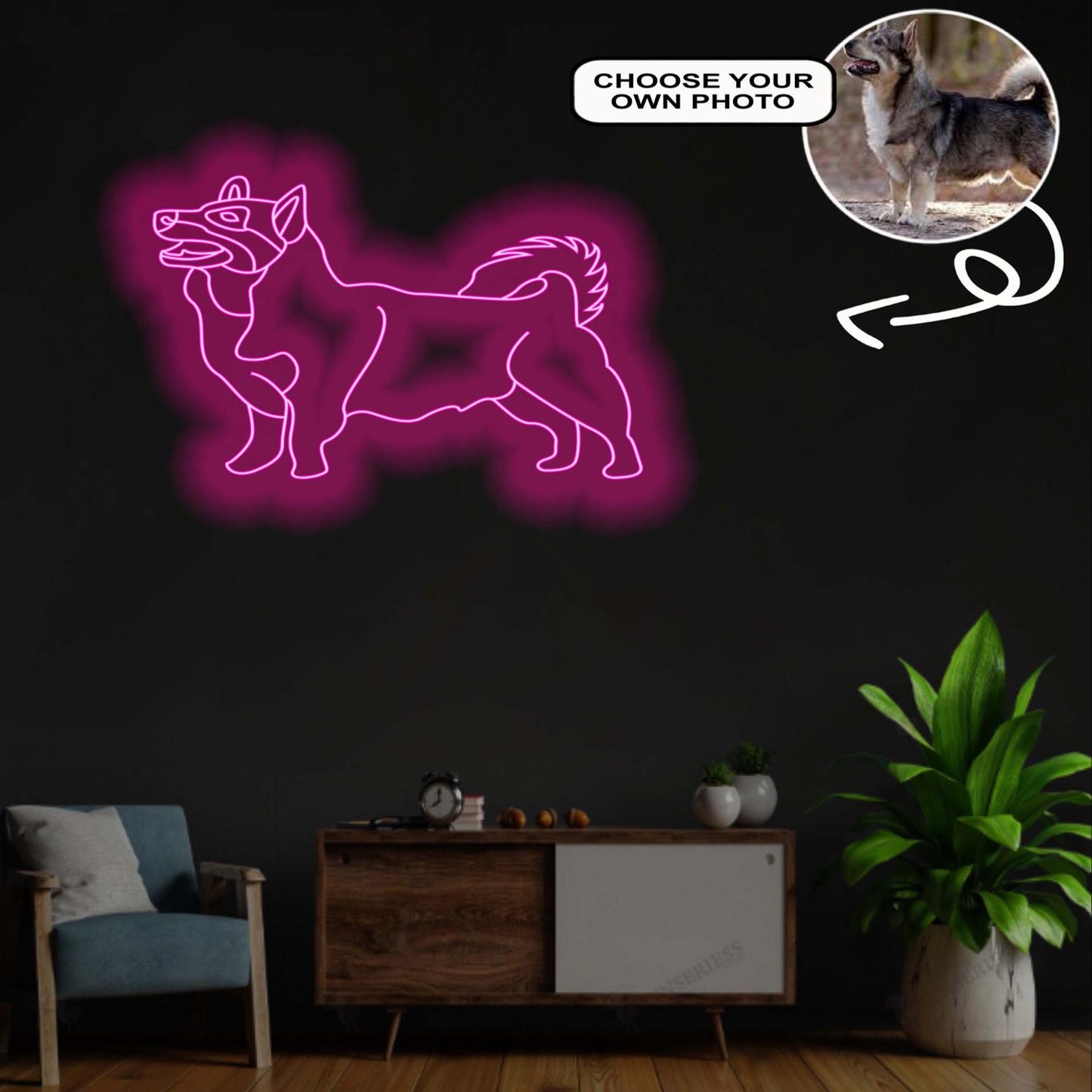 Custom Swedish vallhund Neon Sign with Your Dog's Photo - Personalized Pet Name Art - Unique Home Decor & Gift for Dog Lovers - Pet-Themed Lighting