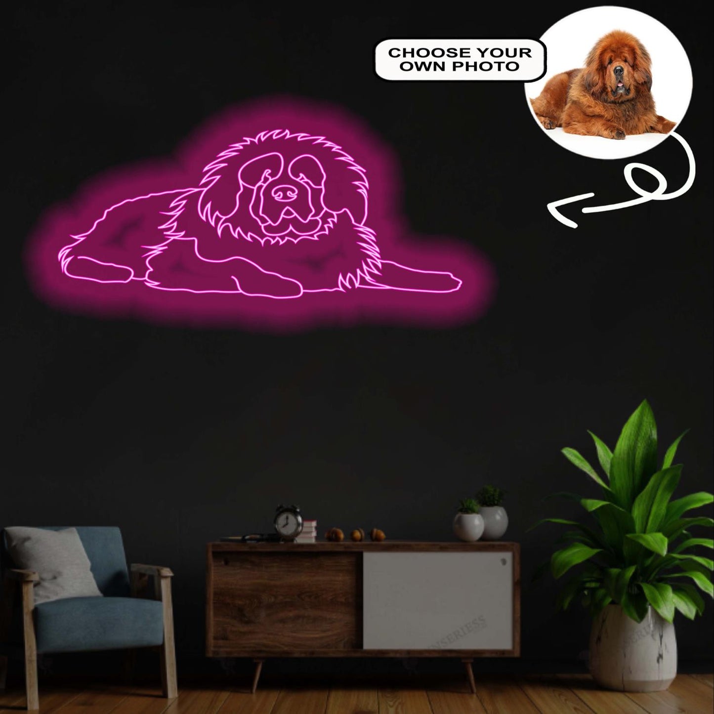 Custom Tibetan mastiff Neon Sign with Your Dog's Photo - Personalized Pet Name Art - Unique Home Decor & Gift for Dog Lovers - Pet-Themed Lighting