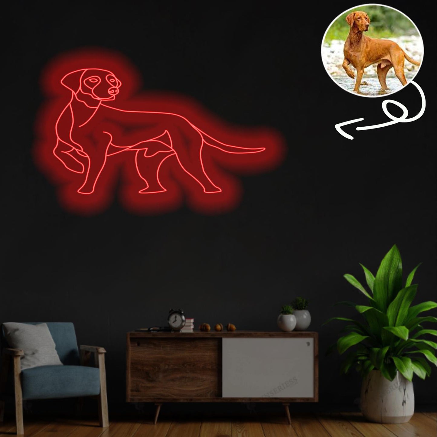 Custom Vizsla Neon Sign with Your Dog's Photo - Personalized Pet Name Art - Unique Home Decor & Gift for Dog Lovers - Pet-Themed Lighting