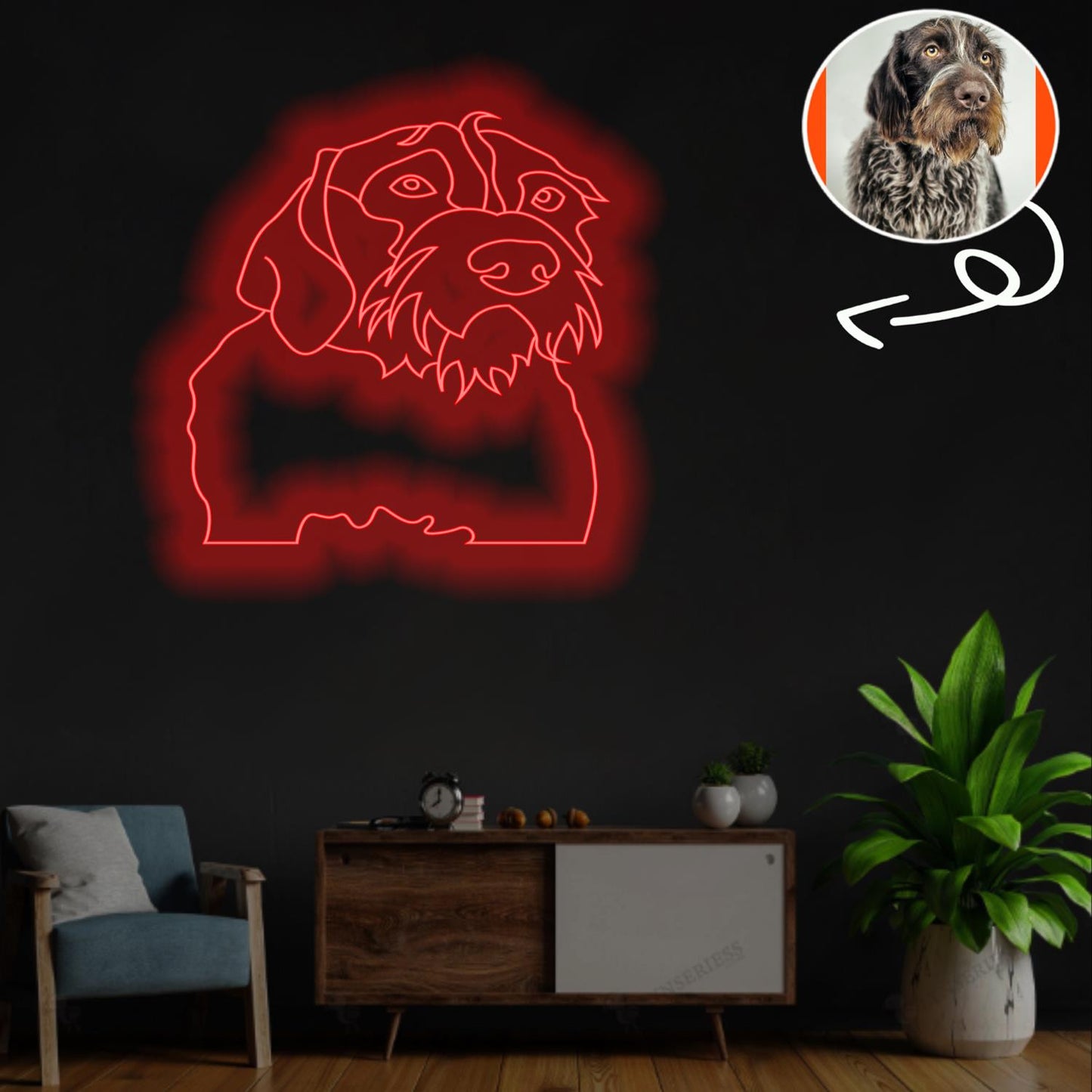 Custom Wirehaired Pointing Griffon Neon Sign with Your Dog's Photo - Personalized Pet Name Art - Unique Home Decor & Gift for Dog Lovers - Pet-Themed Lighting