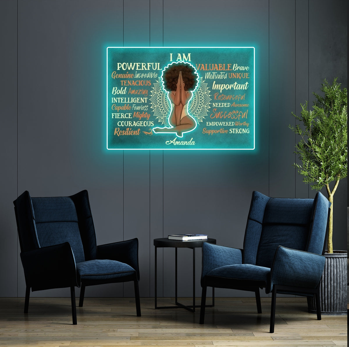 Daughter Affirmation Sun Led Neon Signs Acrylic Artwork, Positive, Motivating, Self-Esteem Building