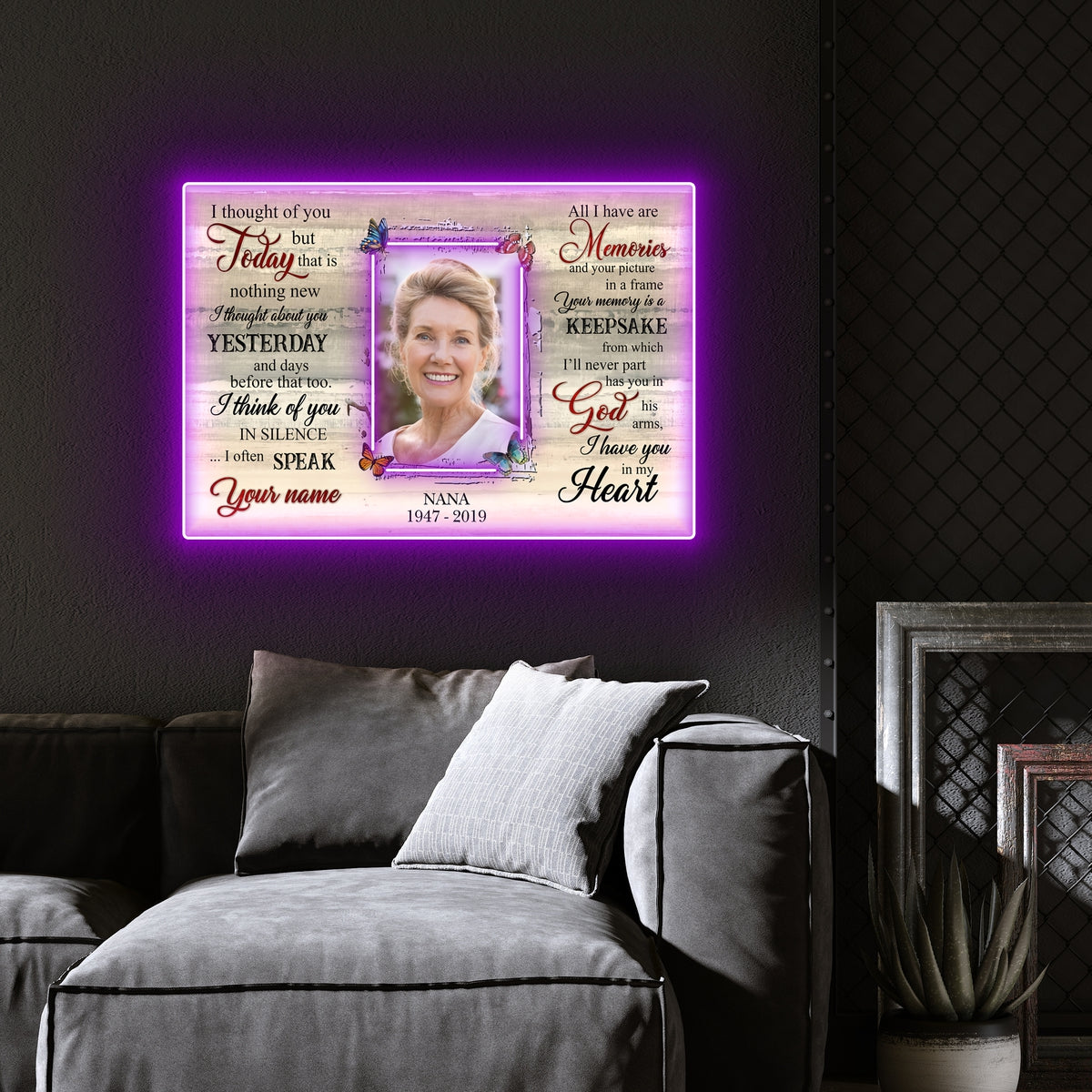 Grandma I Thought Of You Today Memorial Personalized Led Neon Signs Acrylic Artwork