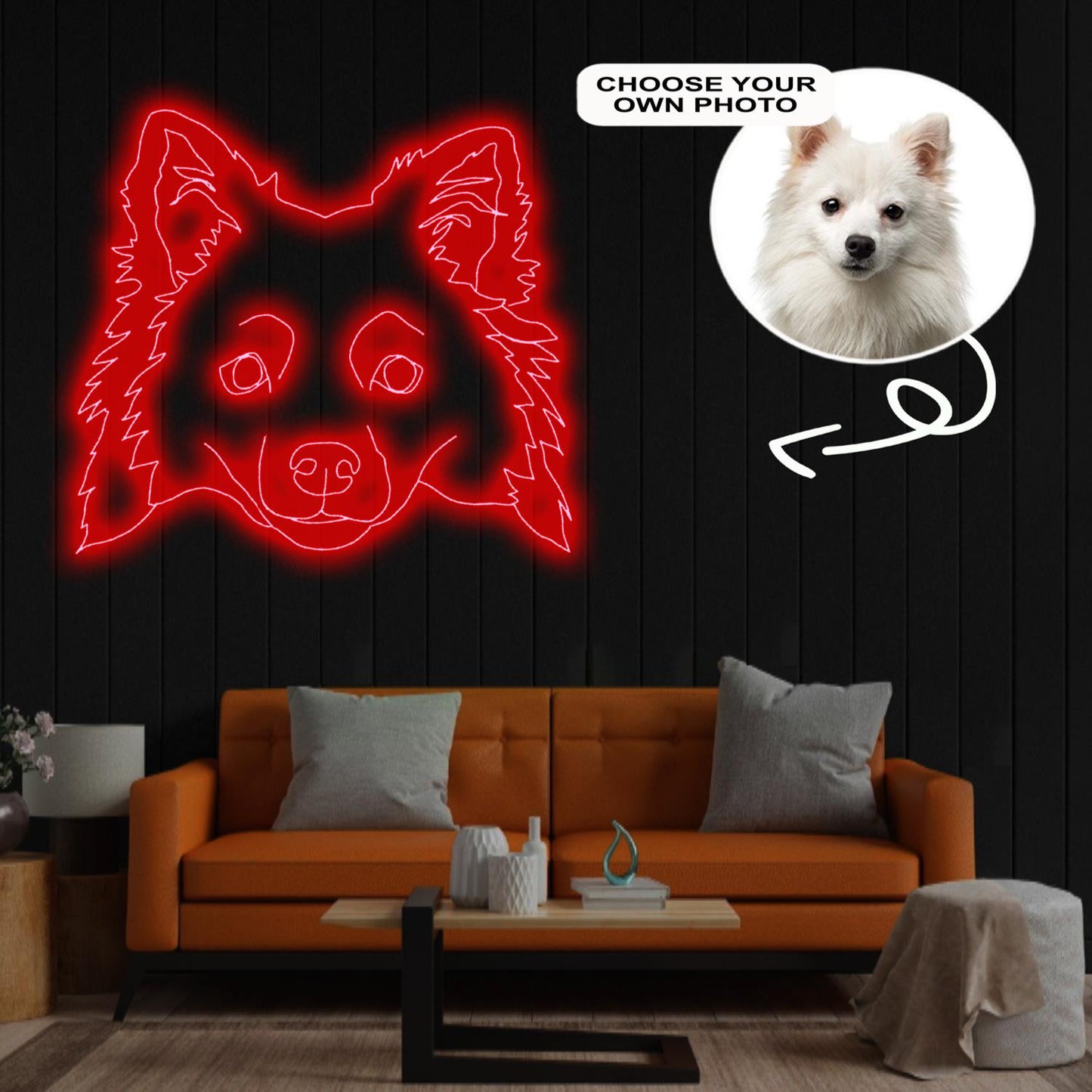 Custom American eskimo dog Neon Sign with Your Dog's Photo - Personalized Pet Name Art - Unique Home Decor & Gift for Dog Lovers - Pet-Themed Lighting