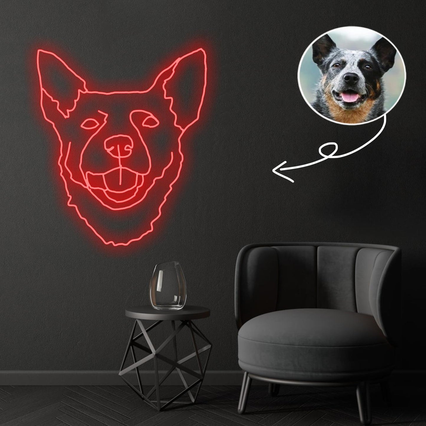 Custom Australian cattle Neon Sign with Your Dog's Photo - Personalized Pet Name Art - Unique Home Decor & Gift for Dog Lovers - Pet-Themed Lighting