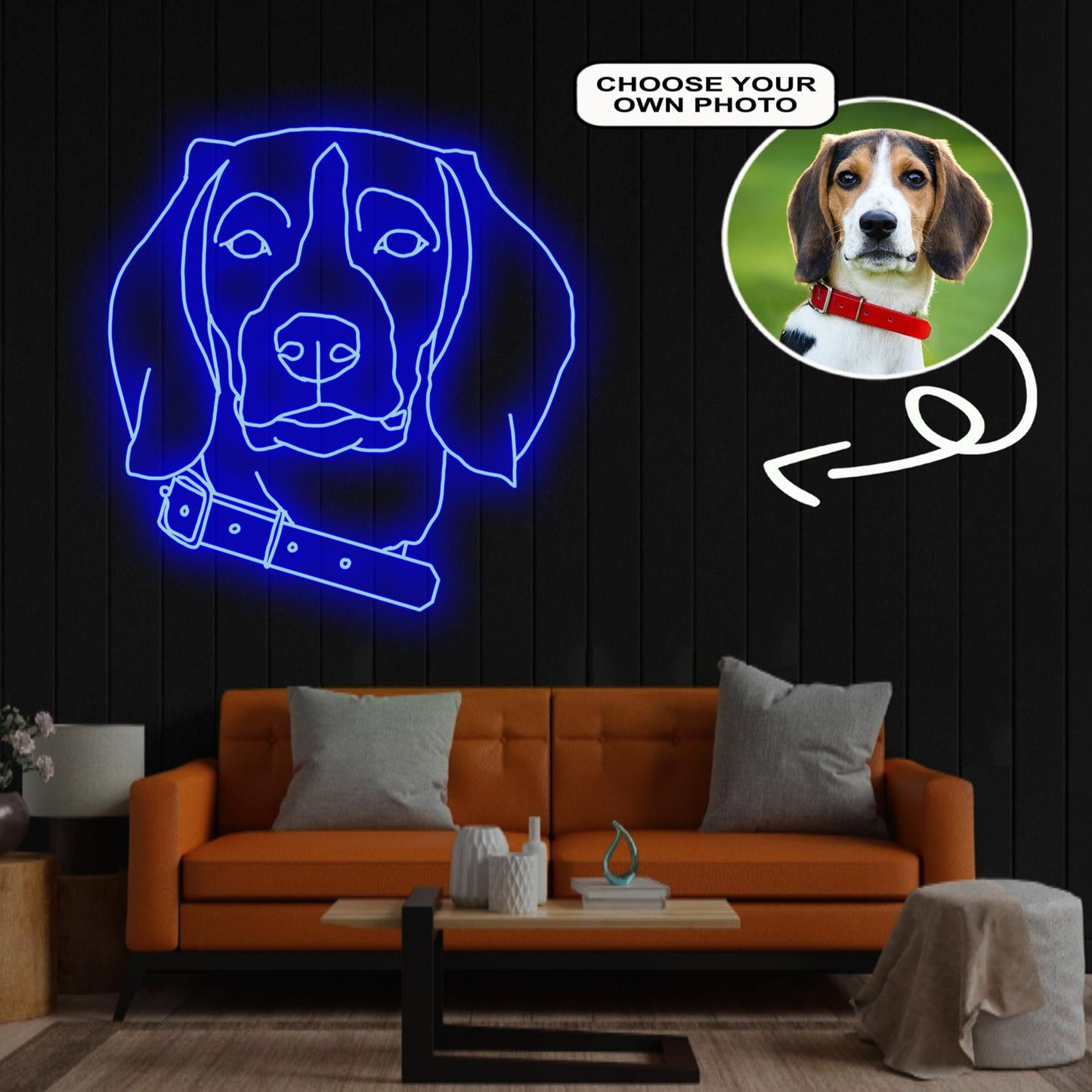 Custom Beagle Neon Sign with Your Dog's Photo - Personalized Pet Name Art - Unique Home Decor & Gift for Dog Lovers - Pet-Themed Lighting