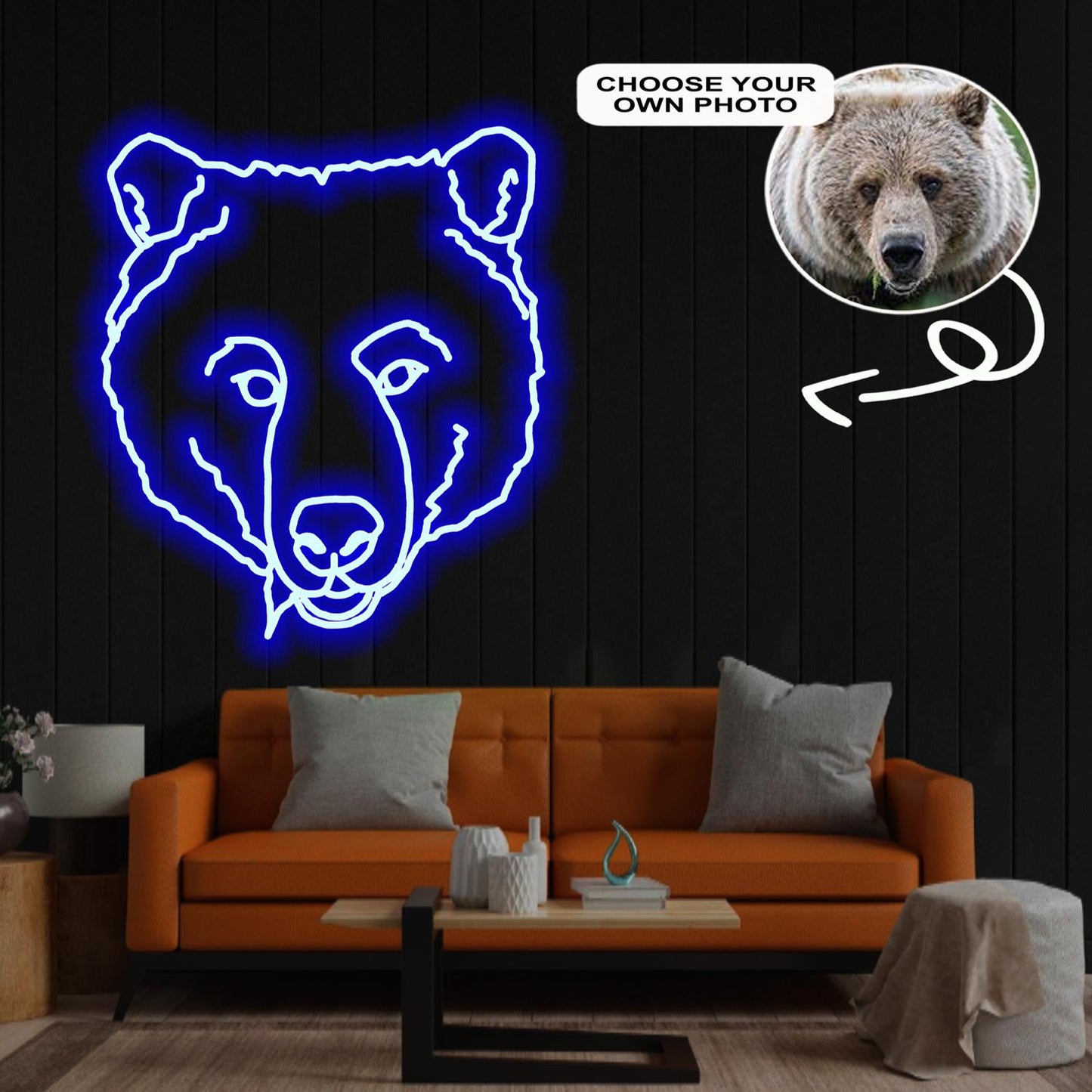 Custom Bear Neon Sign with Your Dog's Photo - Personalized Pet Name Art - Unique Home Decor & Gift for Dog Lovers - Pet-Themed Lighting