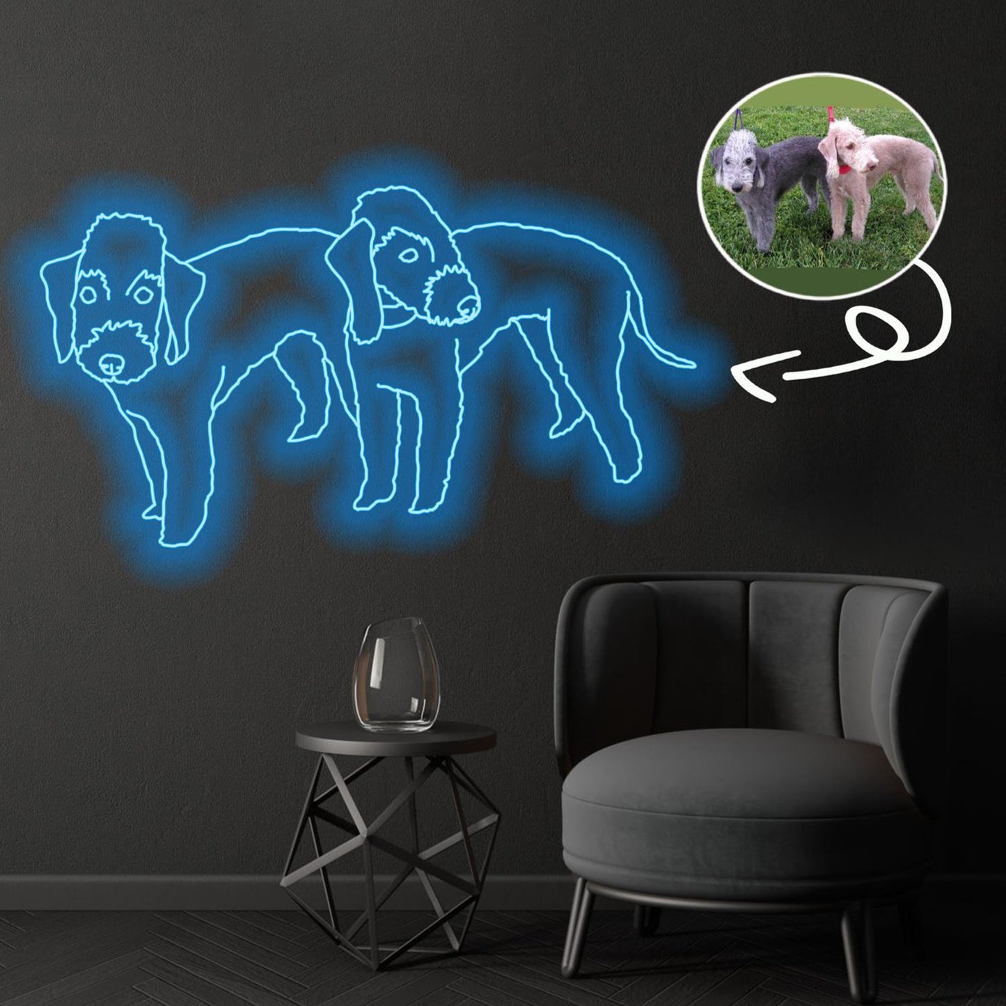 Custom Bedlington terrier Neon Sign with Your Dog's Photo - Personalized Pet Name Art - Unique Home Decor & Gift for Dog Lovers - Pet-Themed Lighting