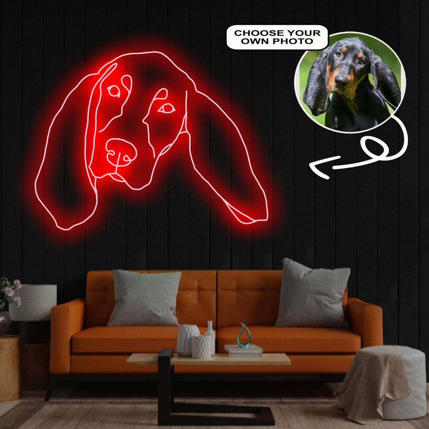 Custom Black and tan coonhound Neon Sign with Your Dog's Photo - Personalized Pet Name Art - Unique Home Decor & Gift for Dog Lovers - Pet-Themed Lighting