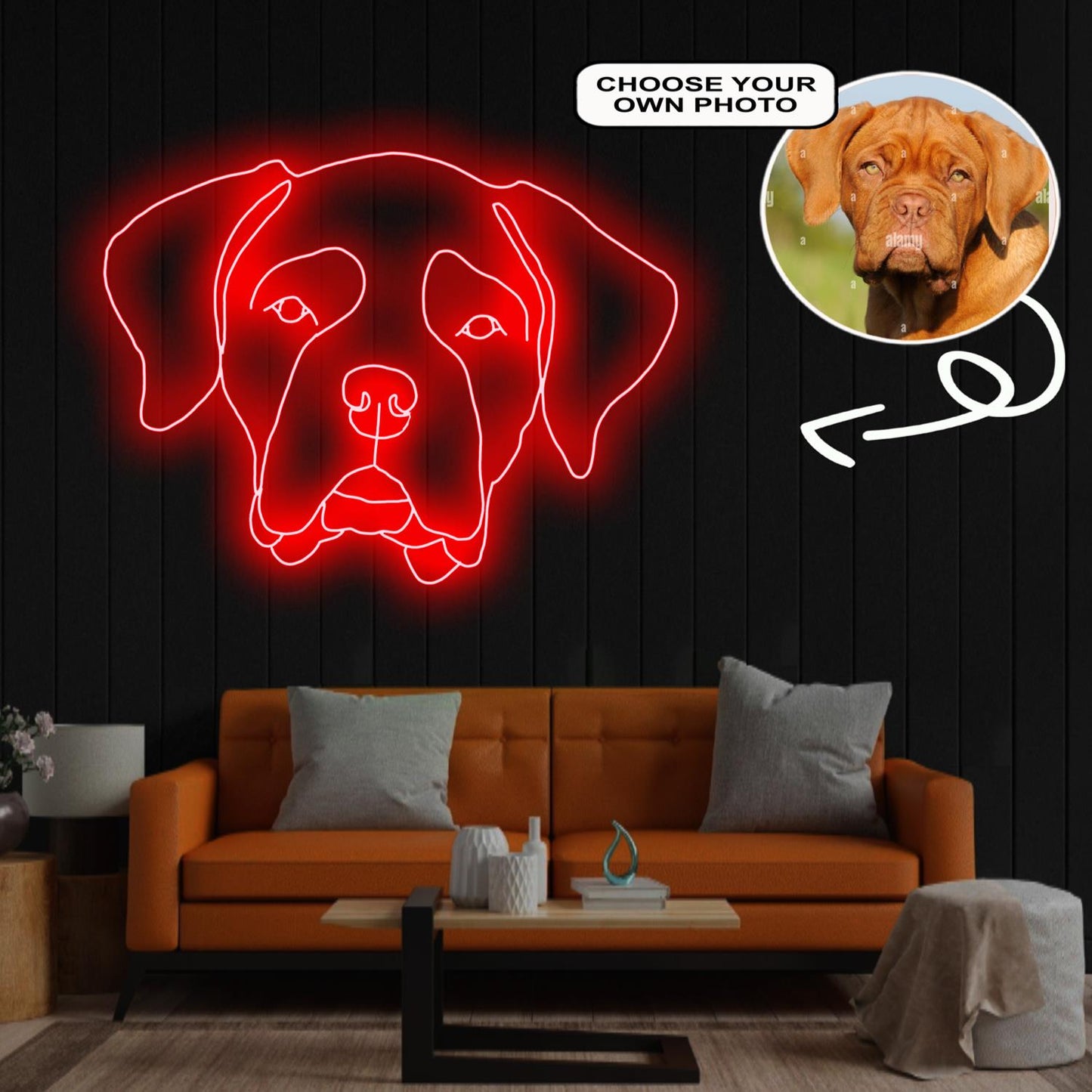 Custom Bordeaux great dane Neon Sign with Your Dog's Photo - Personalized Pet Name Art - Unique Home Decor & Gift for Dog Lovers - Pet-Themed Lighting