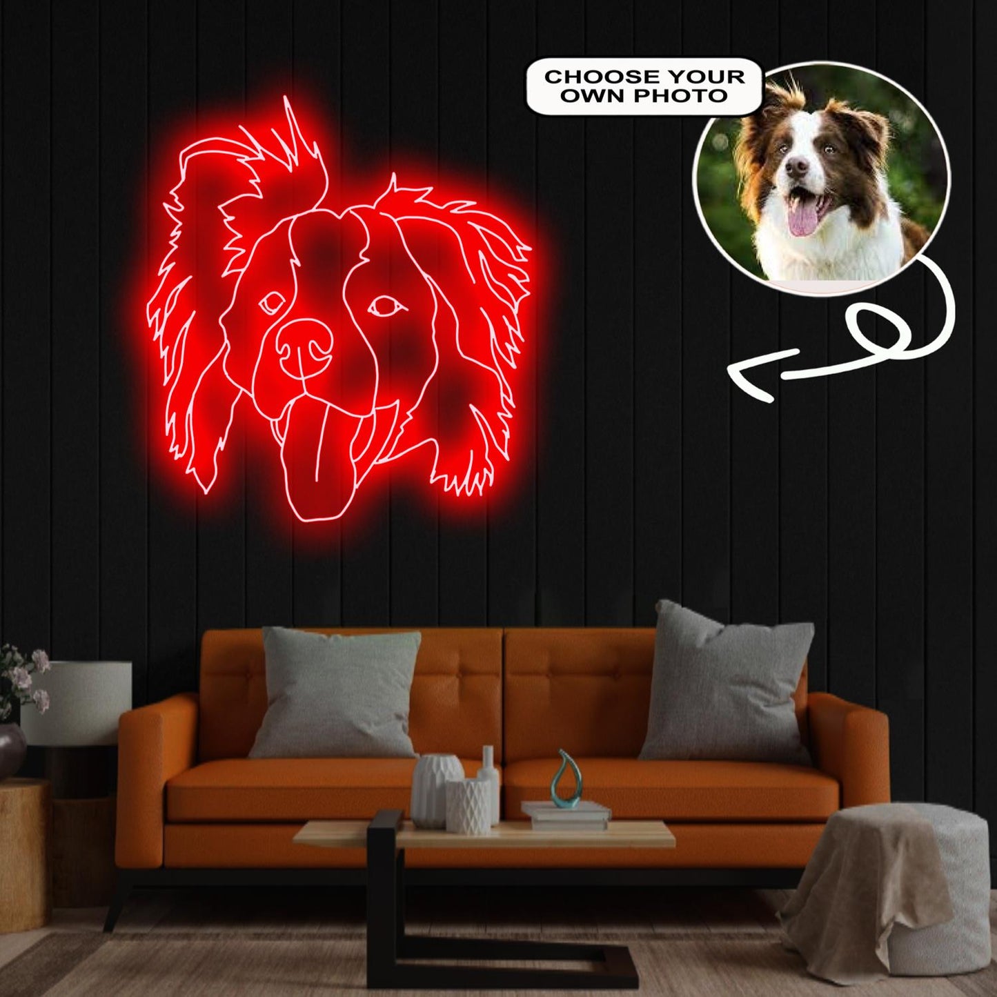 Custom Border collie Neon Sign with Your Dog's Photo - Personalized Pet Name Art - Unique Home Decor & Gift for Dog Lovers - Pet-Themed Lighting