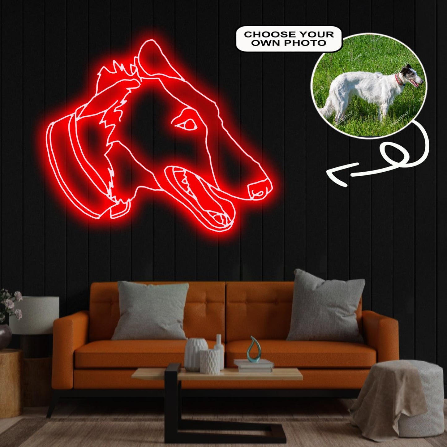 Custom Borsoi Neon Sign with Your Dog's Photo - Personalized Pet Name Art - Unique Home Decor & Gift for Dog Lovers - Pet-Themed Lighting