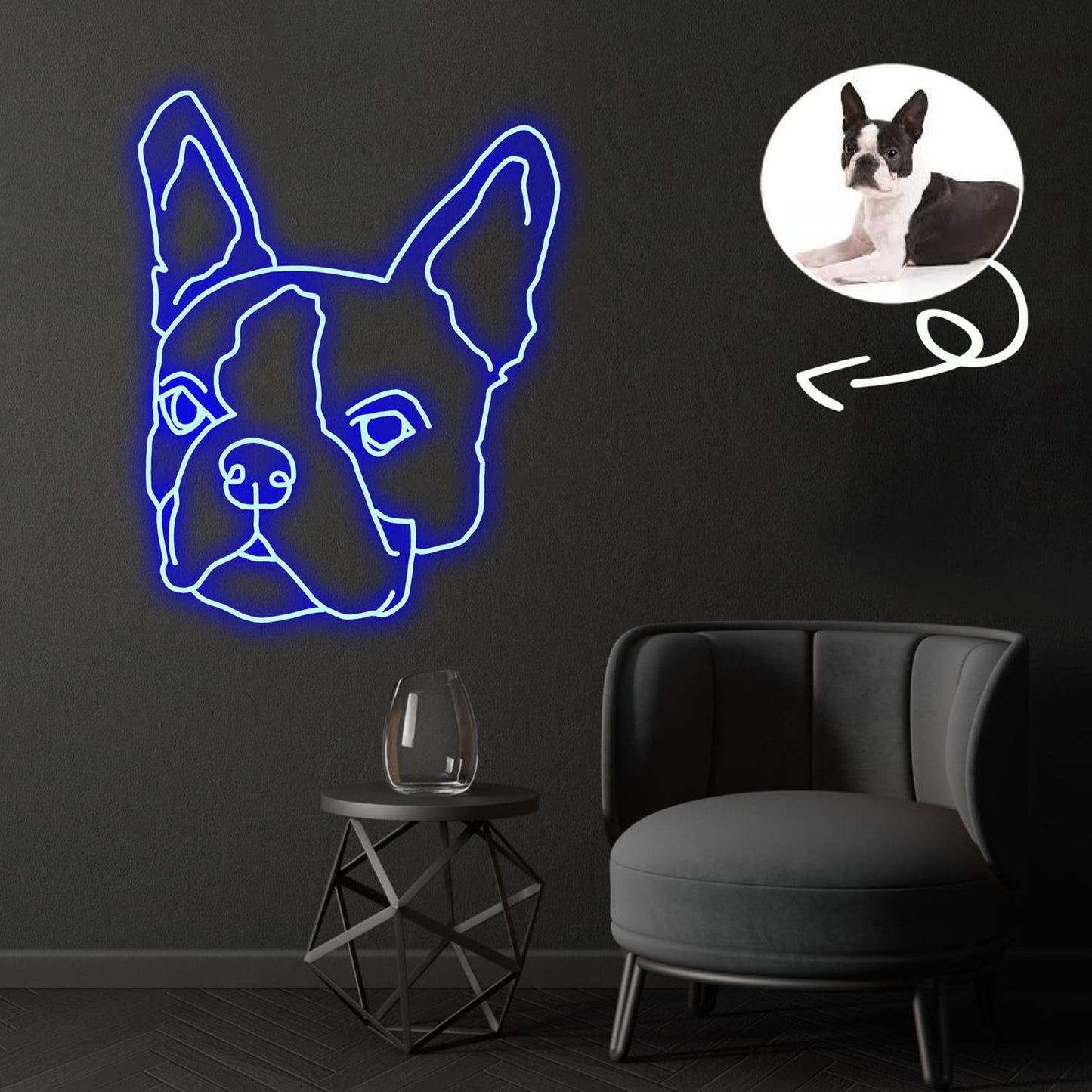 Custom Boston Terrier Neon Sign with Your Dog's Photo - Personalized Pet Name Art - Unique Home Decor & Gift for Dog Lovers - Pet-Themed Lighting