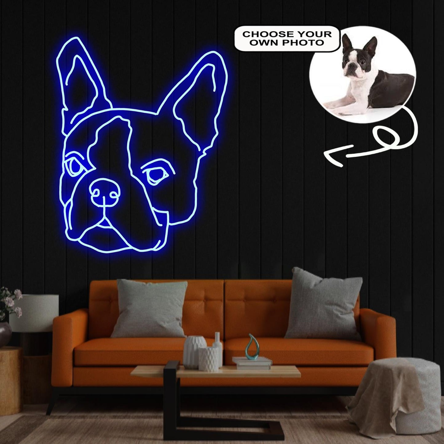 Custom Boston Terrier Neon Sign with Your Dog's Photo - Personalized Pet Name Art - Unique Home Decor & Gift for Dog Lovers - Pet-Themed Lighting