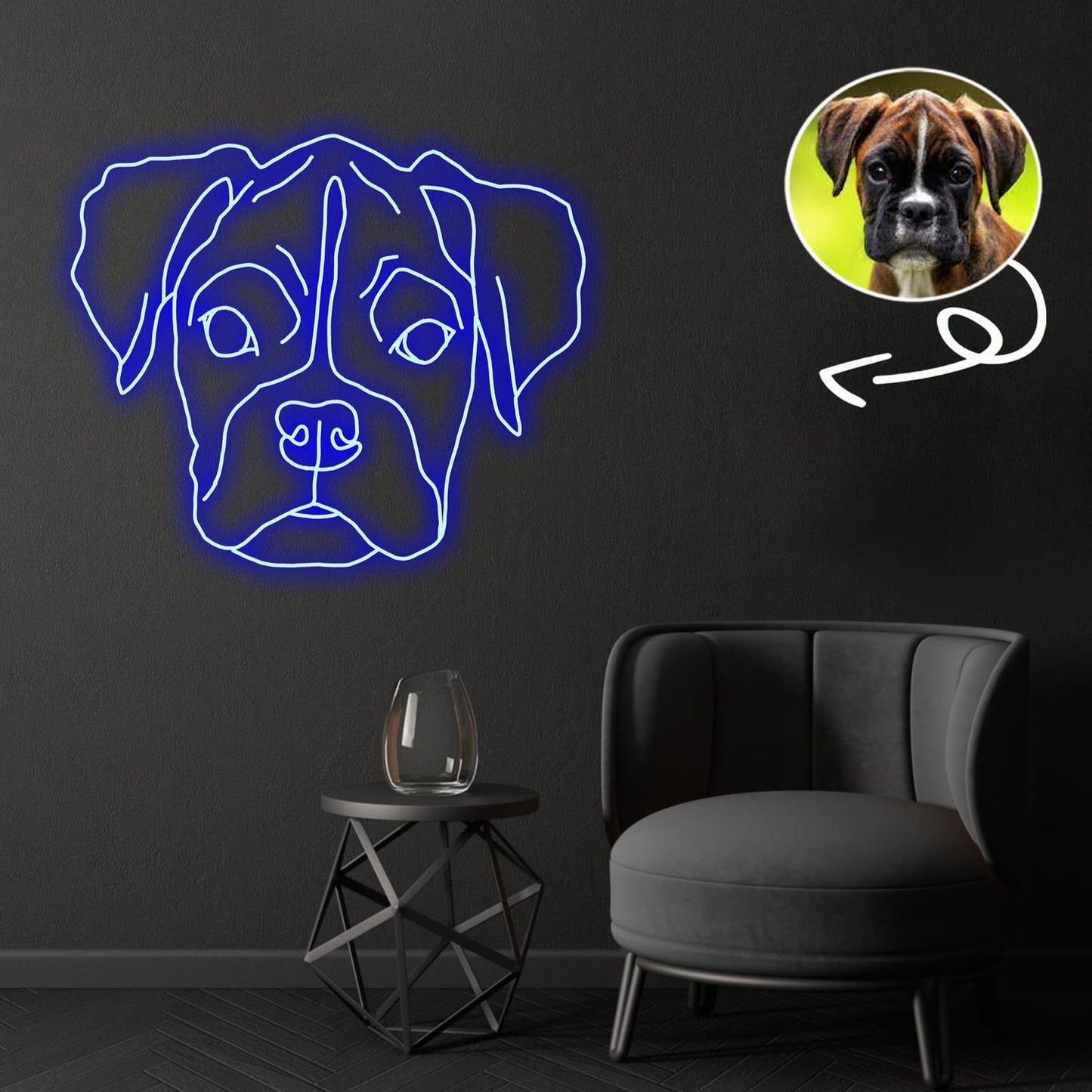 Custom Boxer Neon Sign with Your Dog's Photo - Personalized Pet Name Art - Unique Home Decor & Gift for Dog Lovers - Pet-Themed Lighting