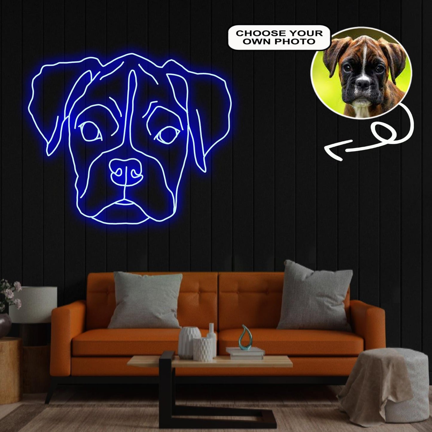 Custom Boxer Neon Sign with Your Dog's Photo - Personalized Pet Name Art - Unique Home Decor & Gift for Dog Lovers - Pet-Themed Lighting