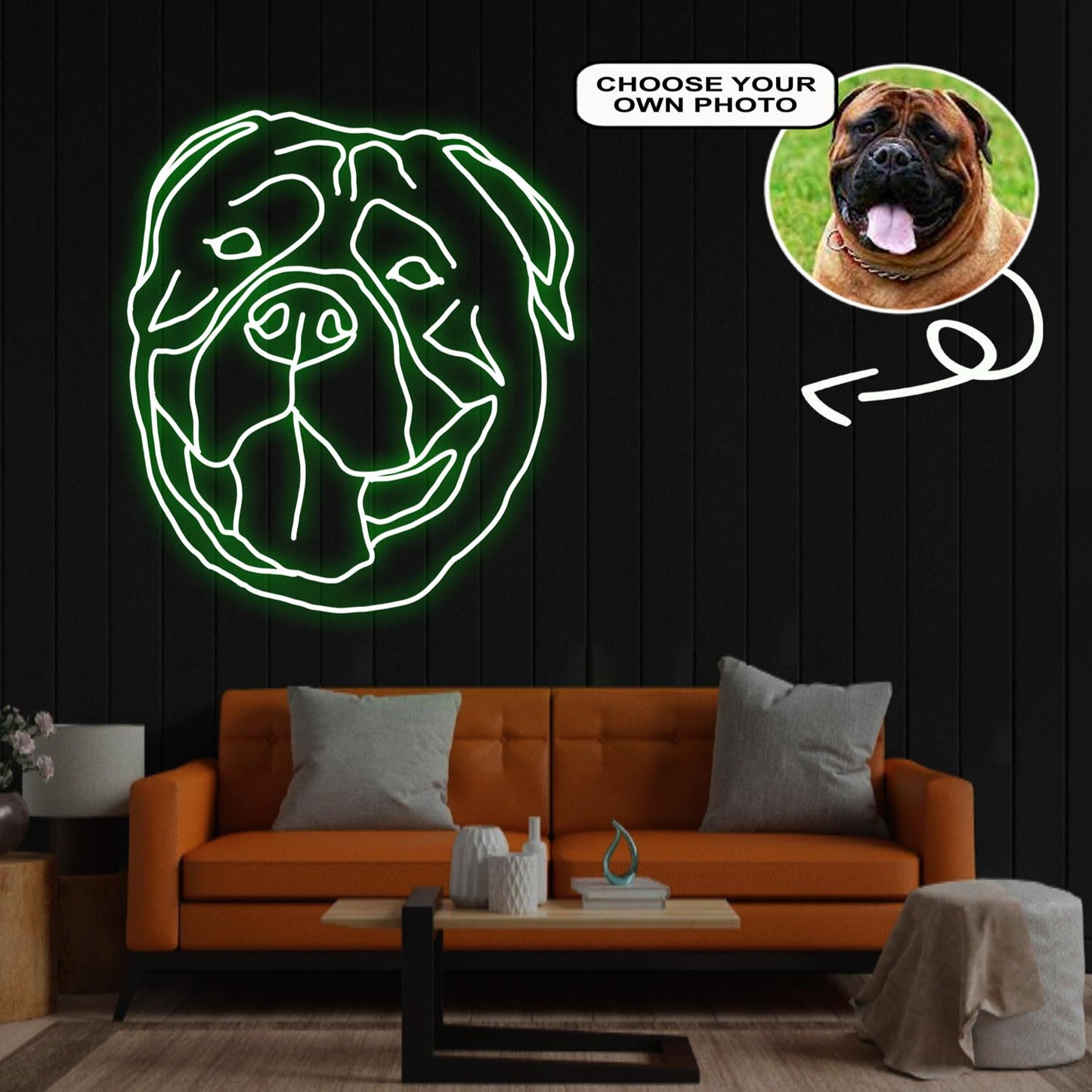 Custom Bullmastiff Neon Sign with Your Dog's Photo - Personalized Pet Name Art - Unique Home Decor & Gift for Dog Lovers - Pet-Themed Lighting