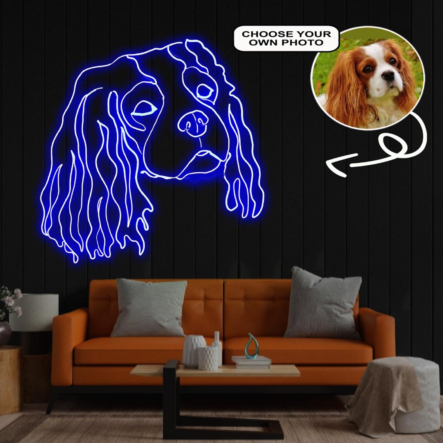 Custom Cavalier King Charles Spaniel Neon Sign with Your Dog's Photo - Personalized Pet Name Art - Unique Home Decor & Gift for Dog Lovers - Pet-Themed Lighting
