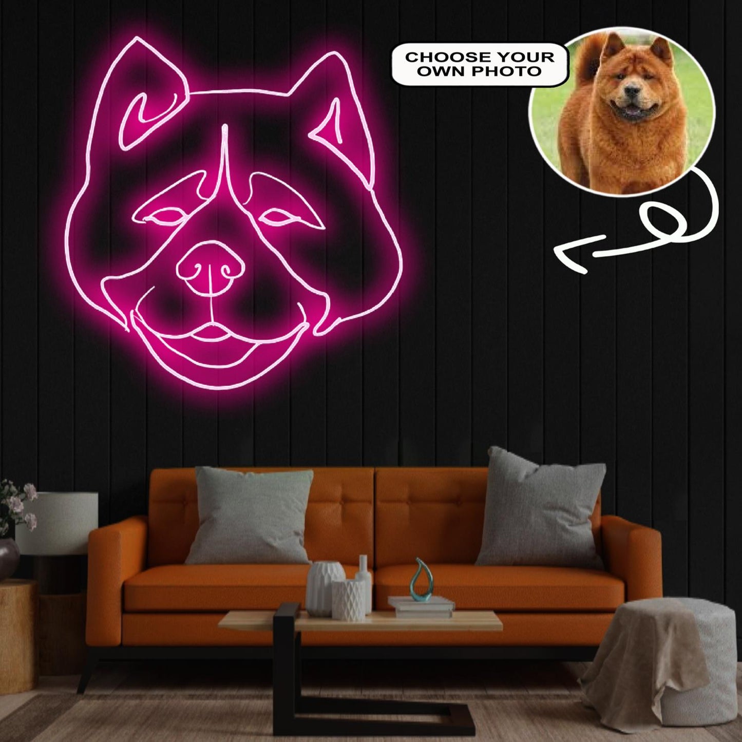 Custom Chow chow Neon Sign with Your Dog's Photo - Personalized Pet Name Art - Unique Home Decor & Gift for Dog Lovers - Pet-Themed Lighting