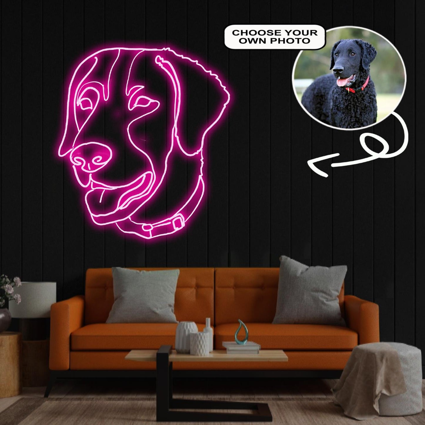 Custom Curly-coated retriever Neon Sign with Your Dog's Photo - Personalized Pet Name Art - Unique Home Decor & Gift for Dog Lovers - Pet-Themed Lighting