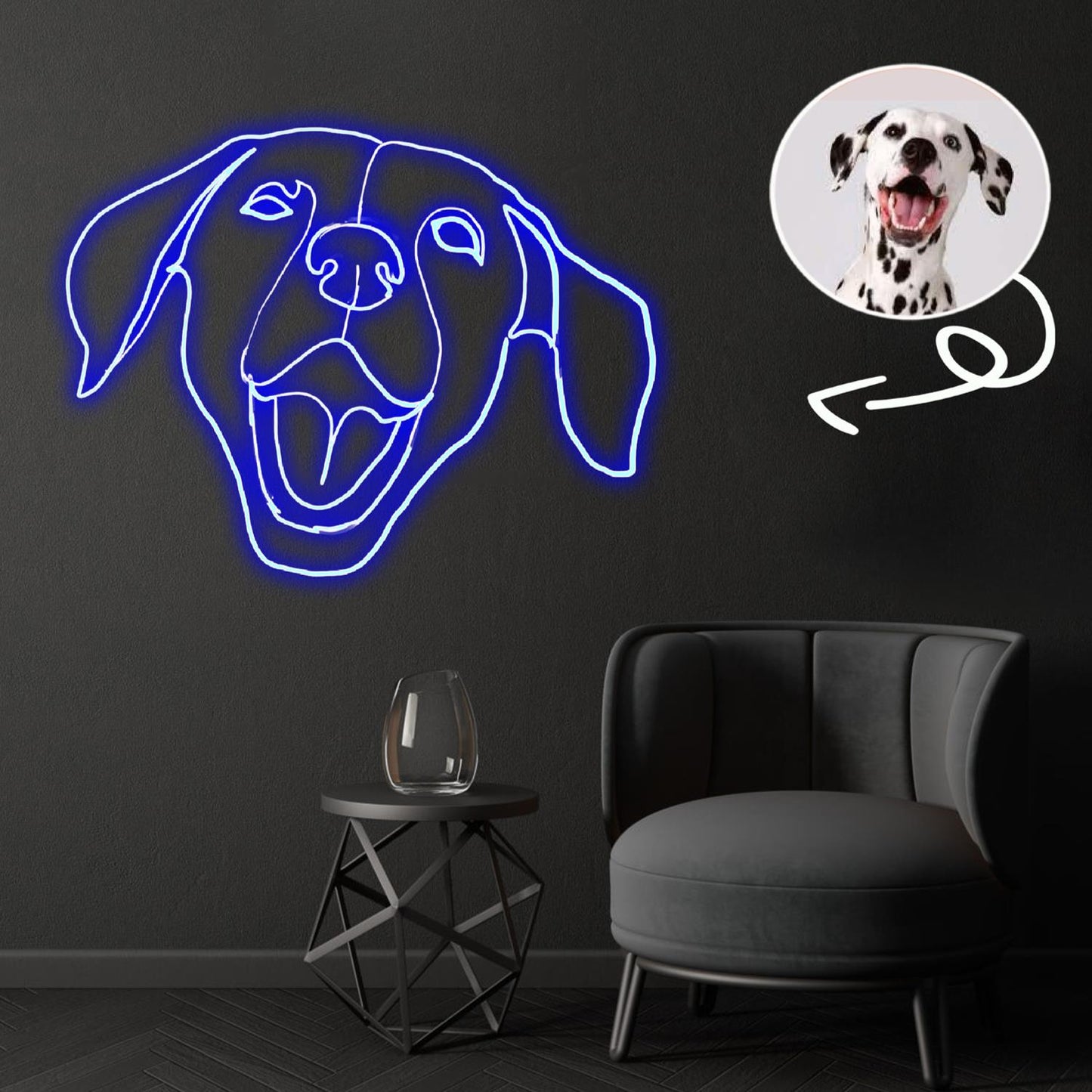 Custom Dalmatian Neon Sign with Your Dog's Photo - Personalized Pet Name Art - Unique Home Decor & Gift for Dog Lovers - Pet-Themed Lighting