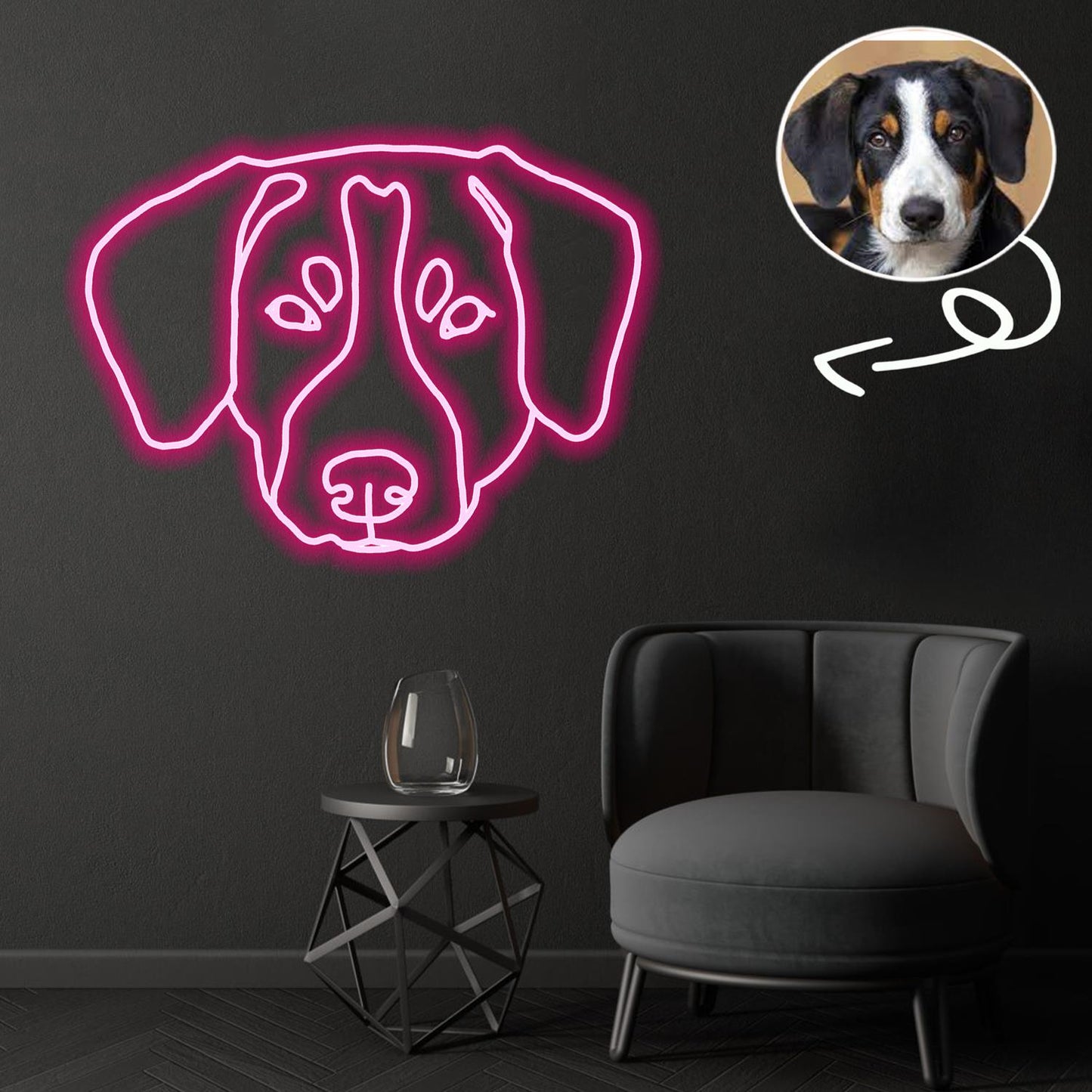 Custom Entlebucher mountain Neon Sign with Your Dog's Photo - Personalized Pet Name Art - Unique Home Decor & Gift for Dog Lovers - Pet-Themed Lighting