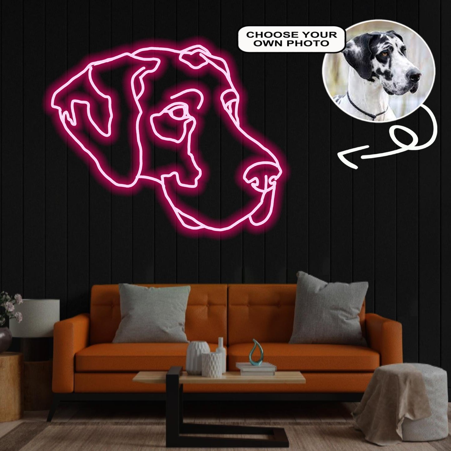 Custom Great Dane Neon Sign with Your Dog's Photo - Personalized Pet Name Art - Unique Home Decor & Gift for Dog Lovers - Pet-Themed Lighting