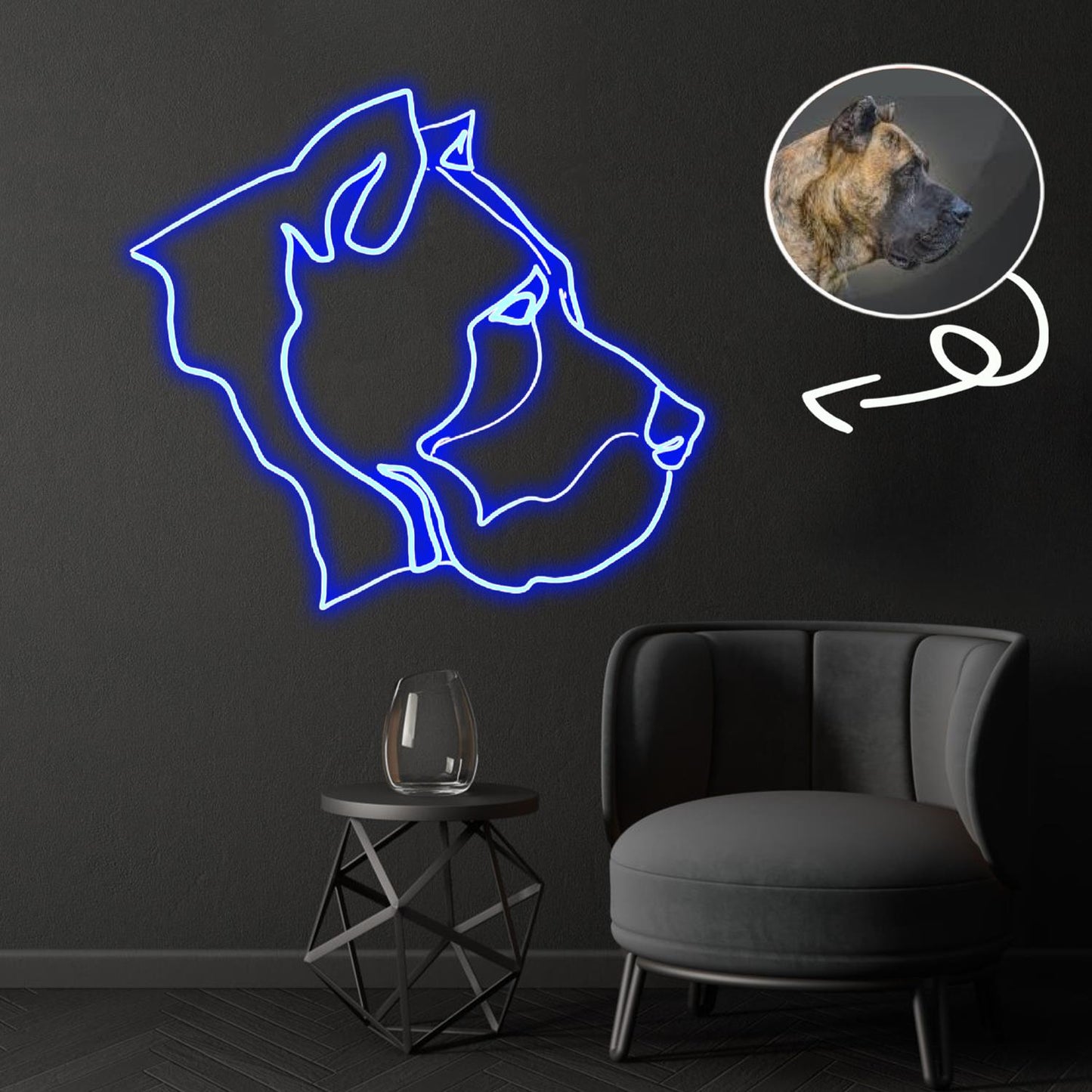 Custom Presa canario Neon Sign with Your Dog's Photo - Personalized Pet Name Art - Unique Home Decor & Gift for Dog Lovers - Pet-Themed Lighting