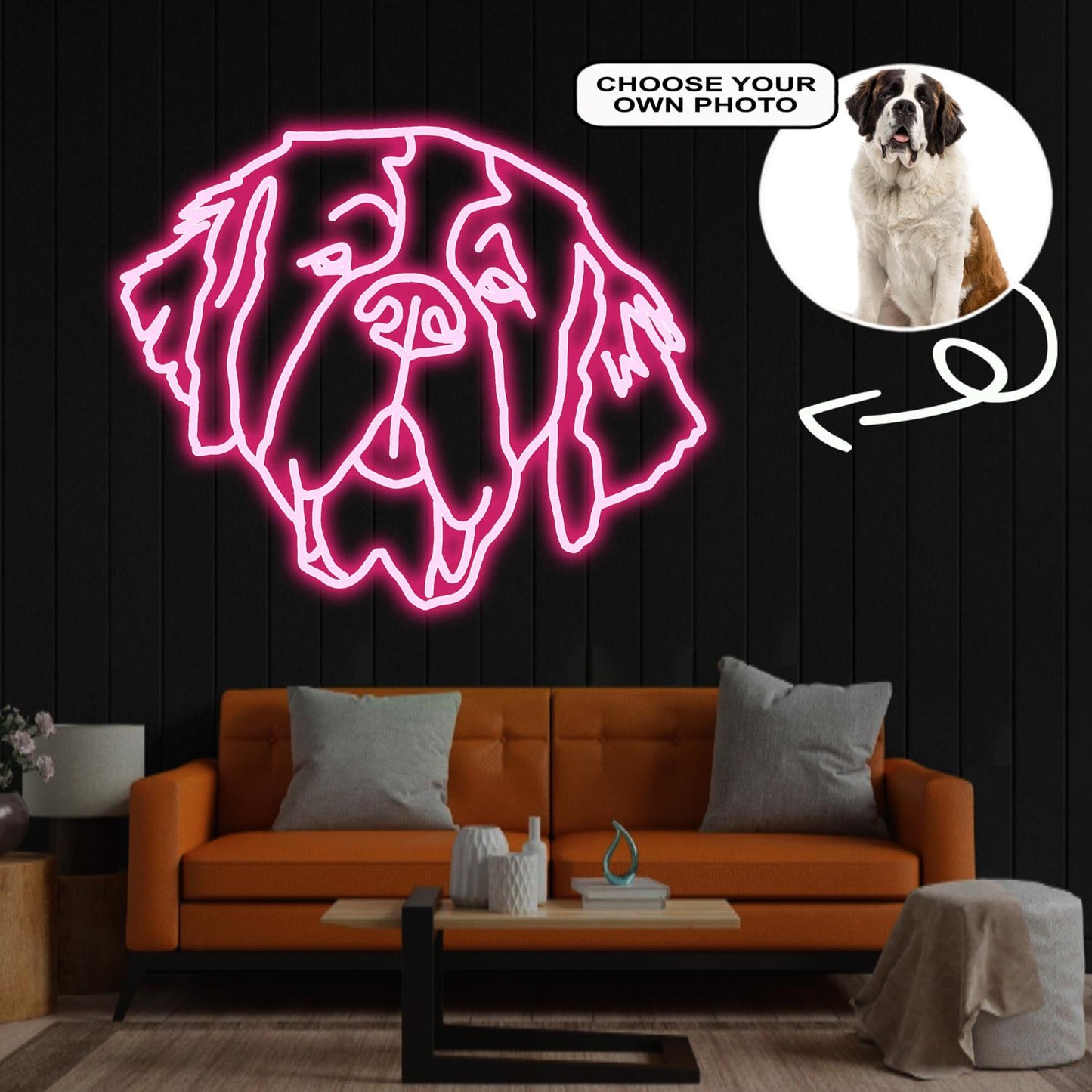 Custom St. bernard Neon Sign with Your Dog's Photo - Personalized Pet Name Art - Unique Home Decor & Gift for Dog Lovers - Pet-Themed Lighting