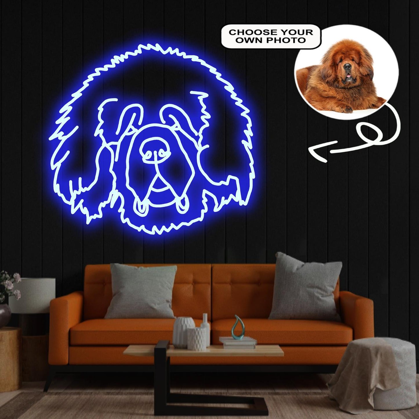 Custom Tibetan mastiff Neon Sign with Your Dog's Photo - Personalized Pet Name Art - Unique Home Decor & Gift for Dog Lovers - Pet-Themed Lighting